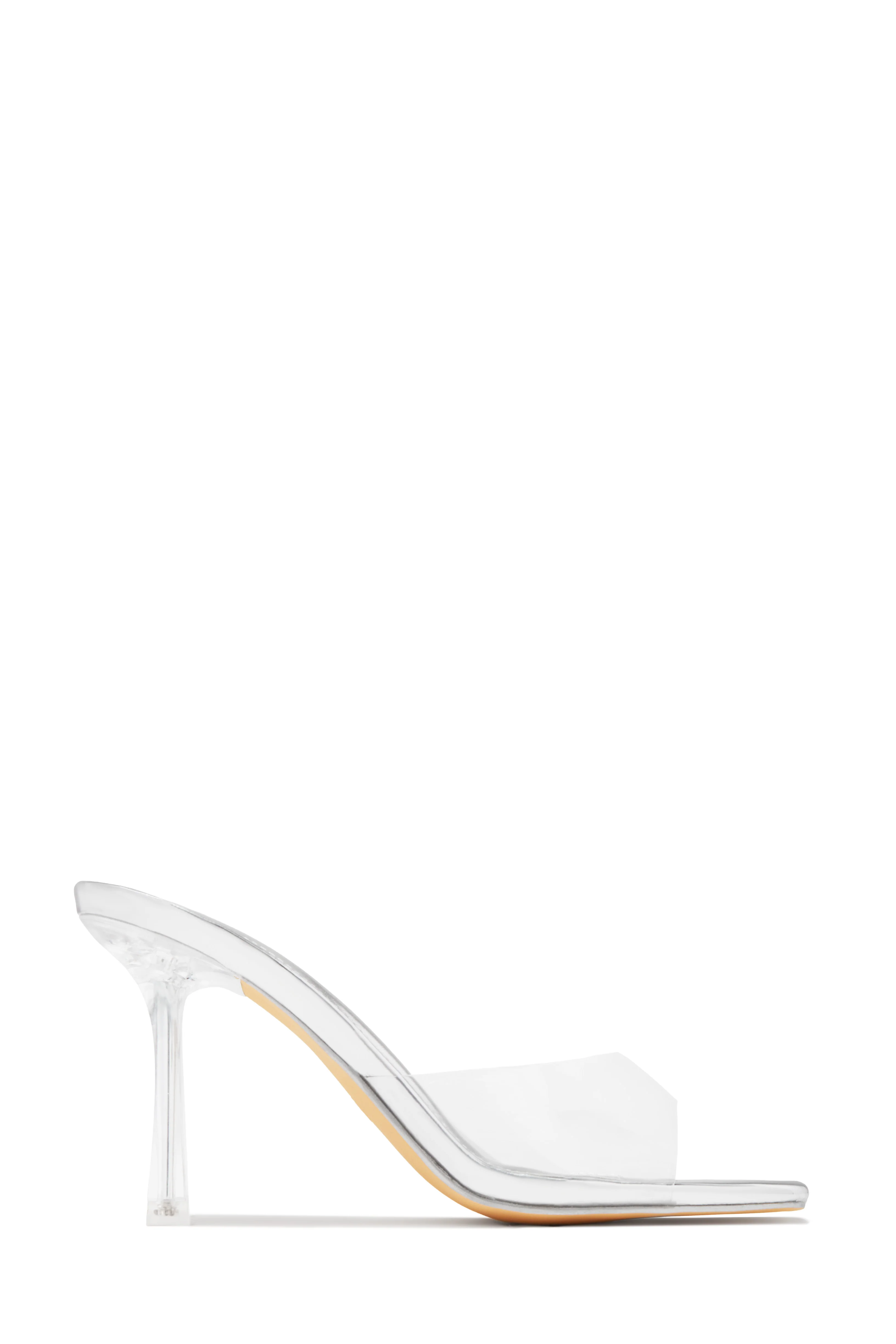 Kendal Clear Strap Mid Heel Mules - Silver - Image 5
