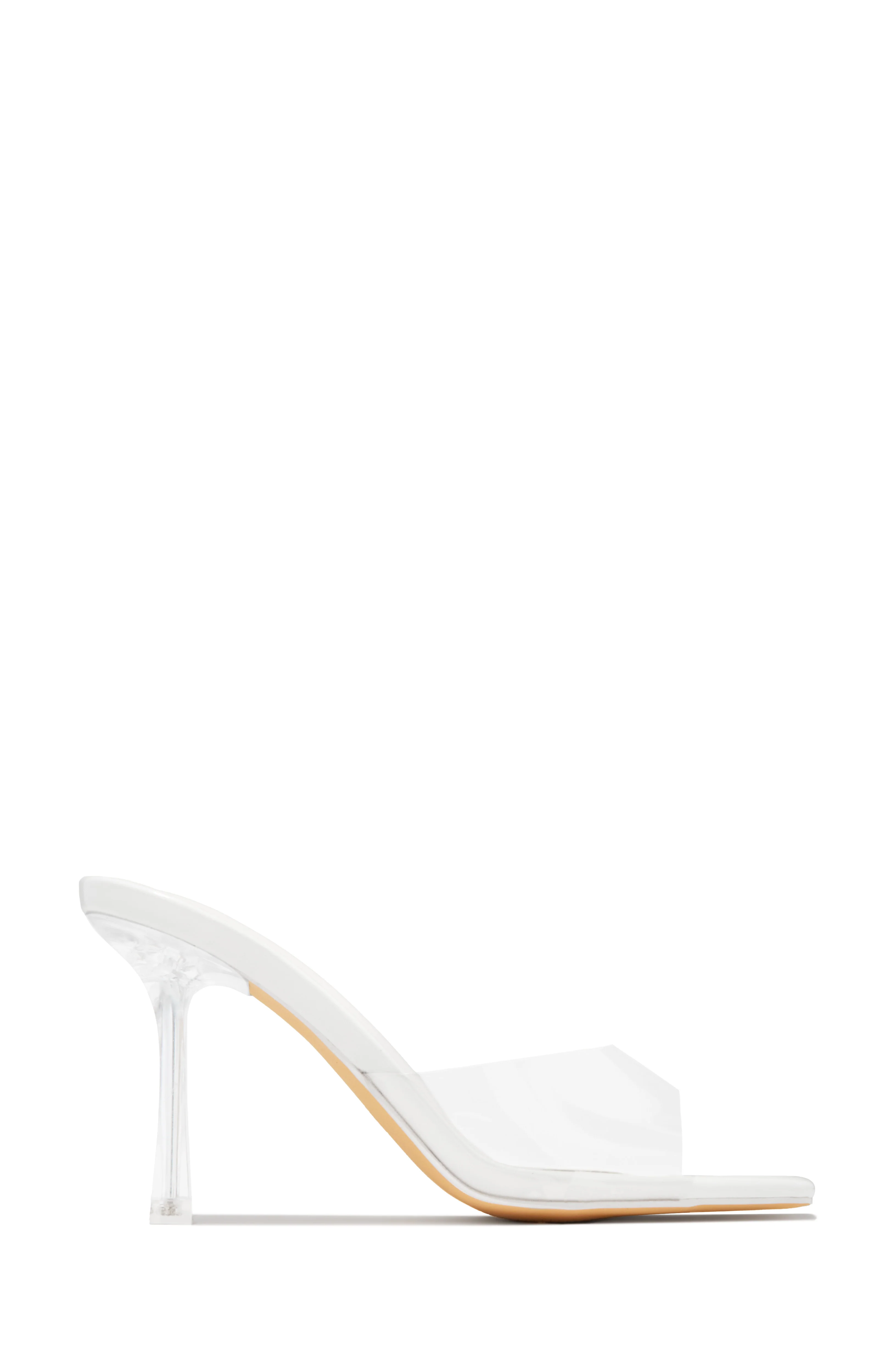 Kendal Clear Strap Mid Heel Mules - White - Image 6