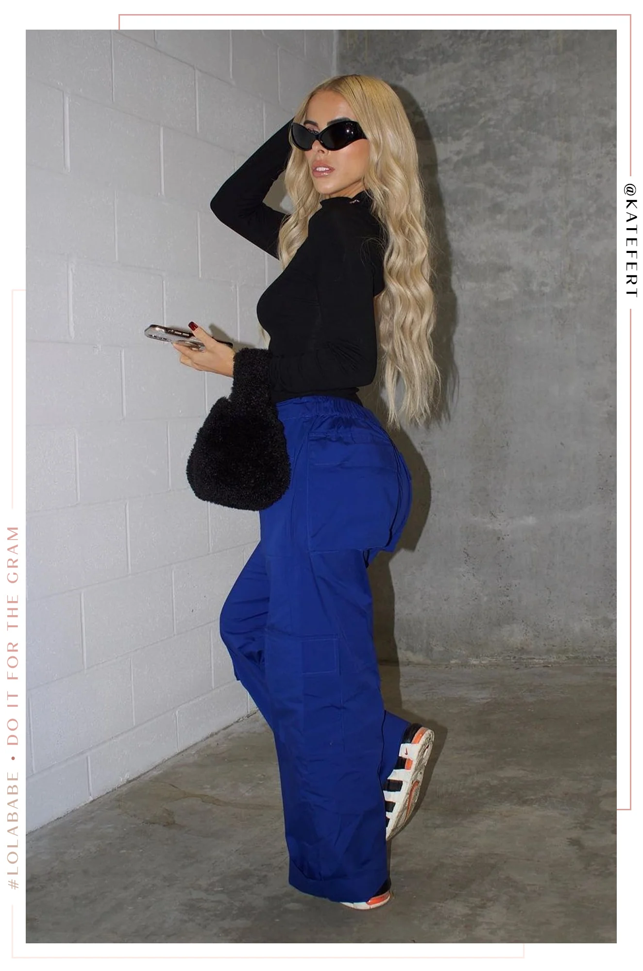 Kenzy Wide Leg Cargo Pant - Blue - Image 3