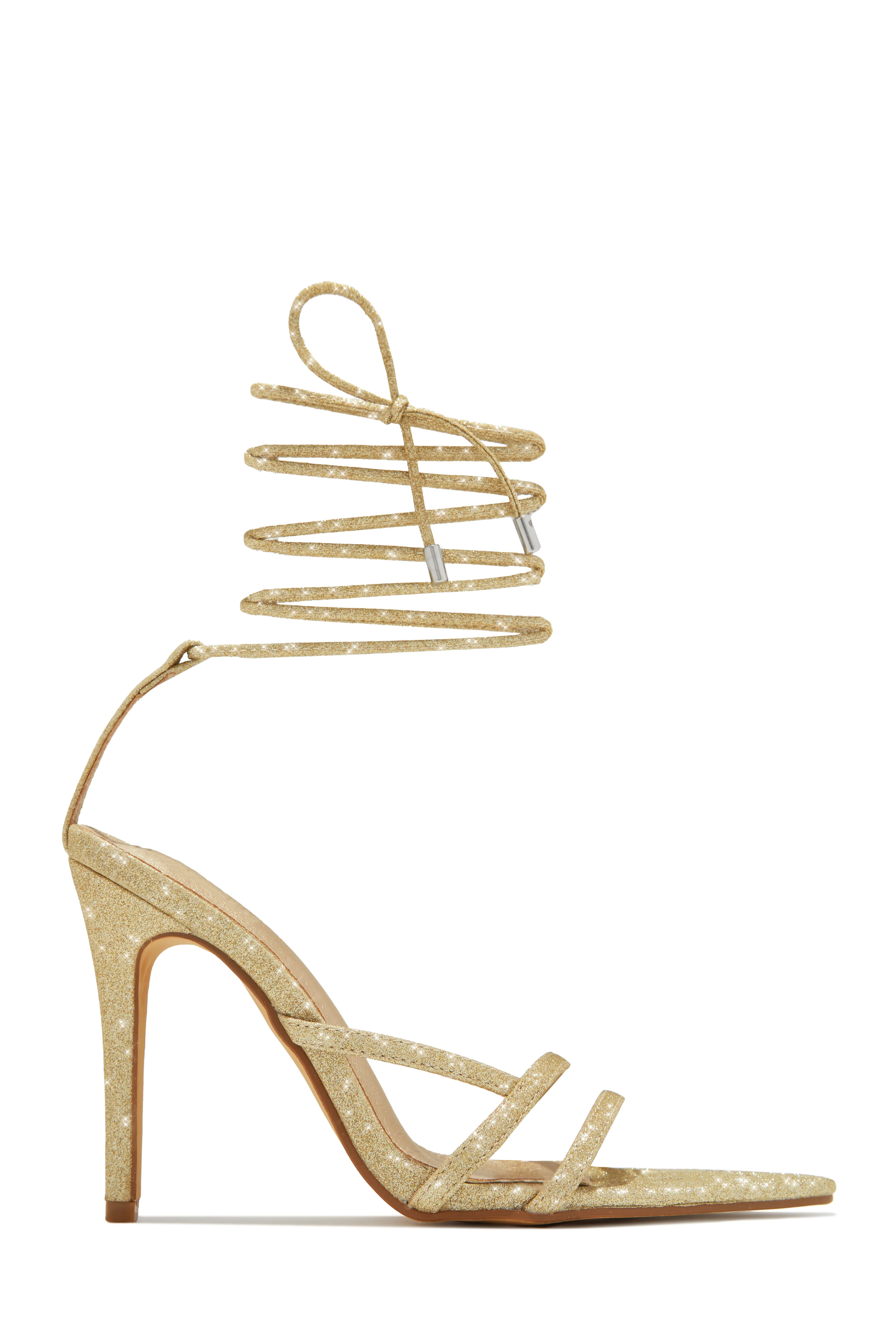 Kimana Glitter Lace Up Heels - Gold - Image 5