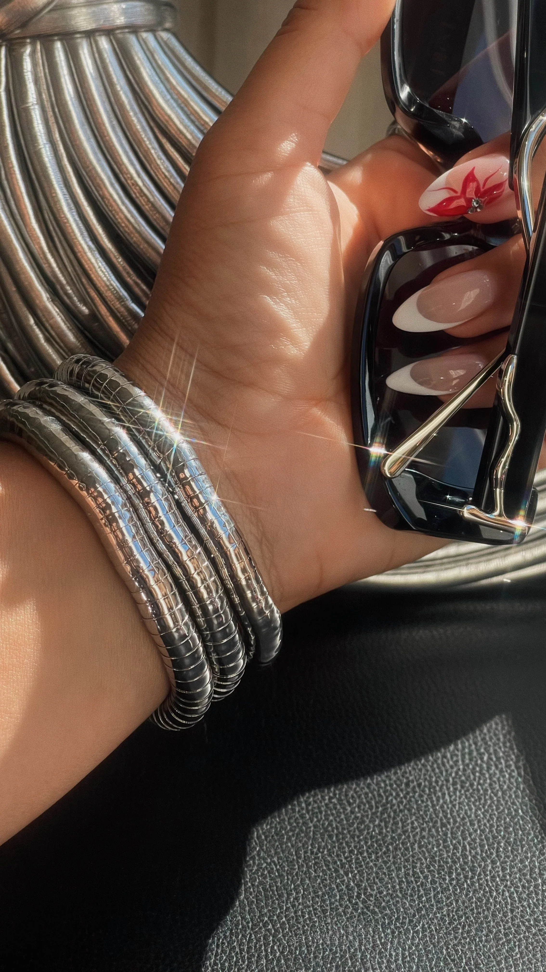 Kimani Elastic Bracelet Set - Silver - Image 2