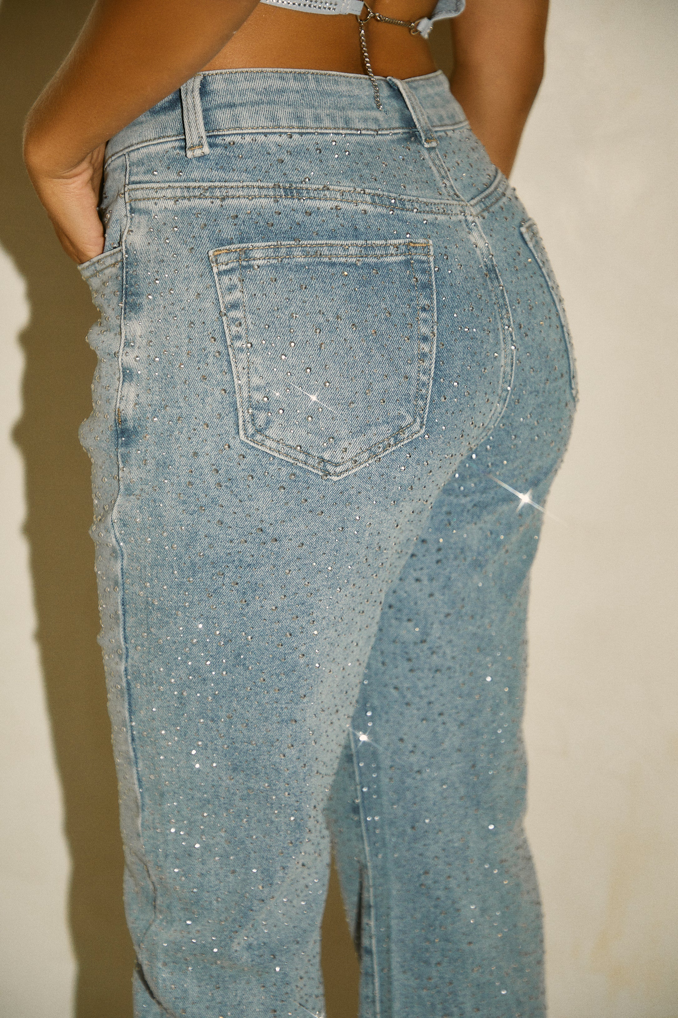 Kyandra Embellished Straight Leg Pant - Denim - Image 3