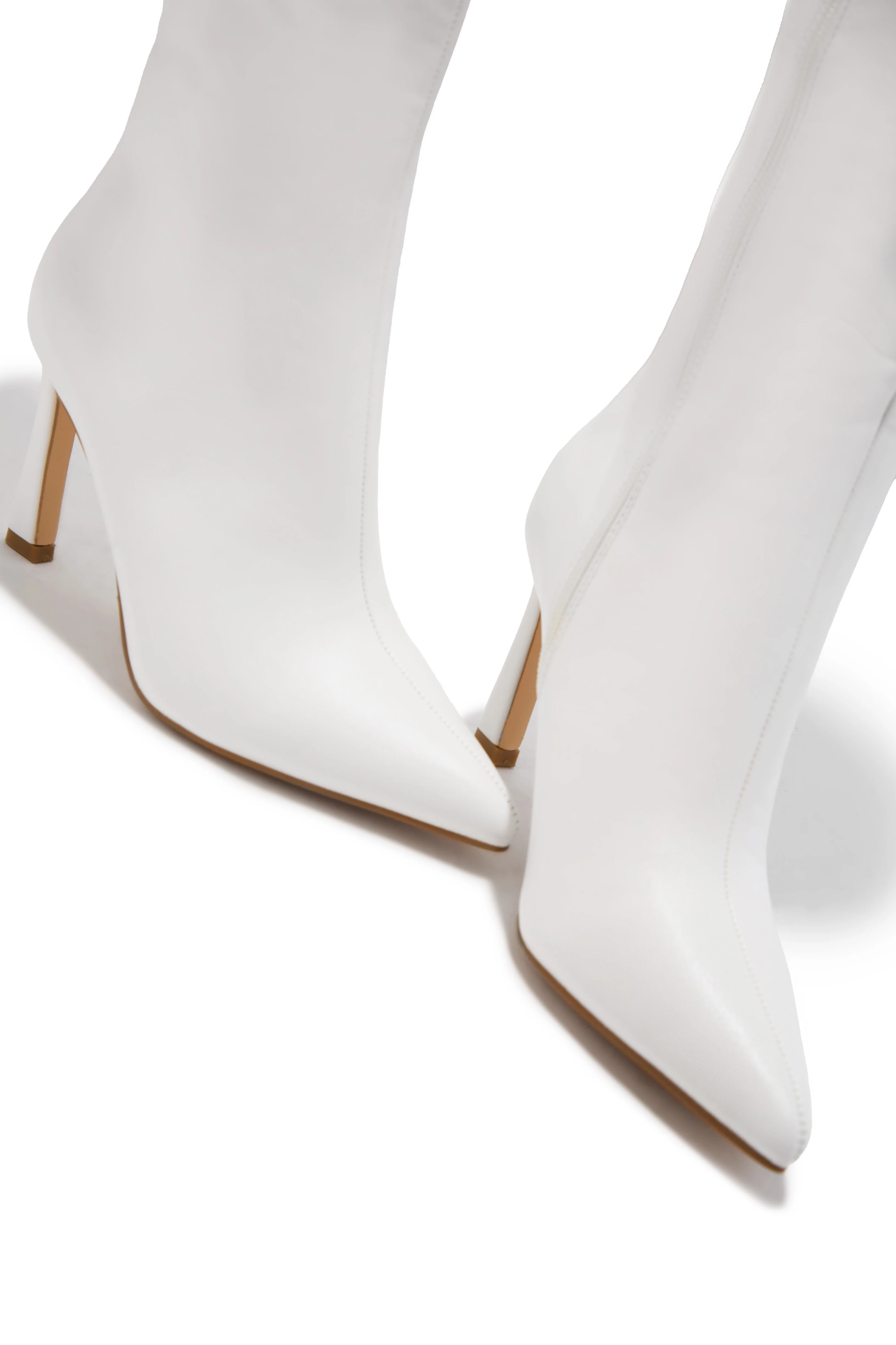 Kymmie Below The Knee Heel Boots - White - Image 2