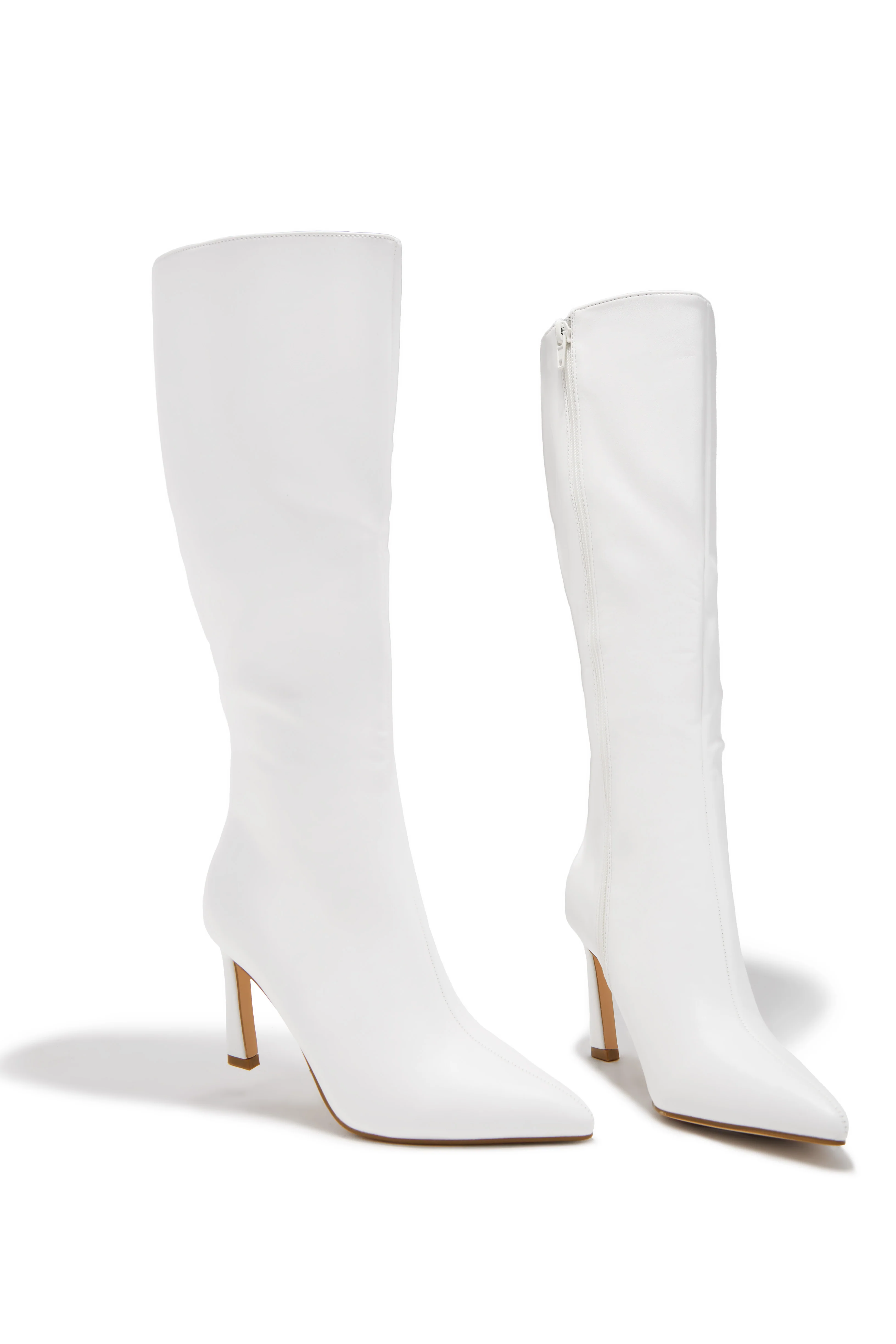 Kymmie Below The Knee Heel Boots - White - Image 4