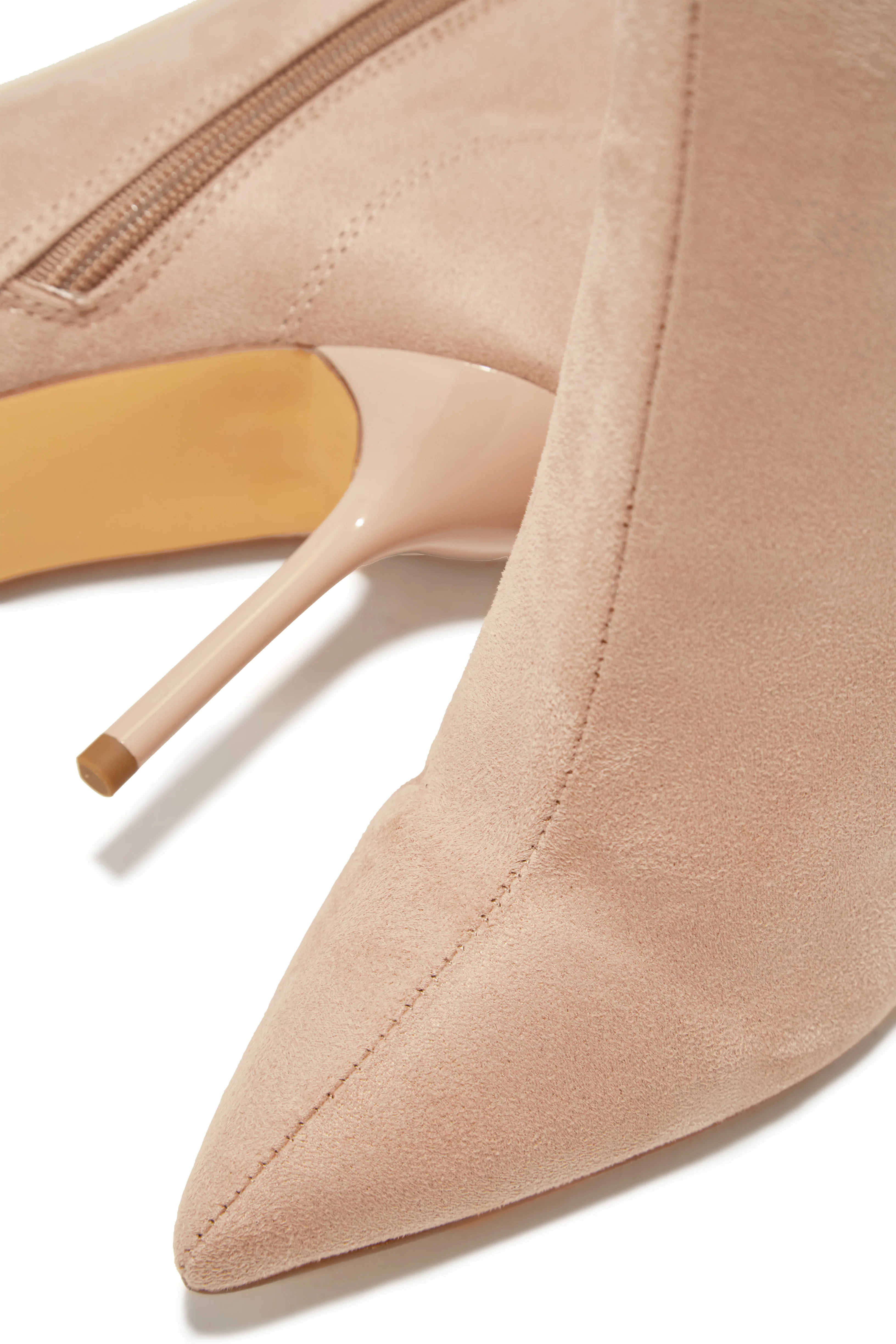 Last Night Pointed Toe High Heel Ankle Boots - Nude - Image 3