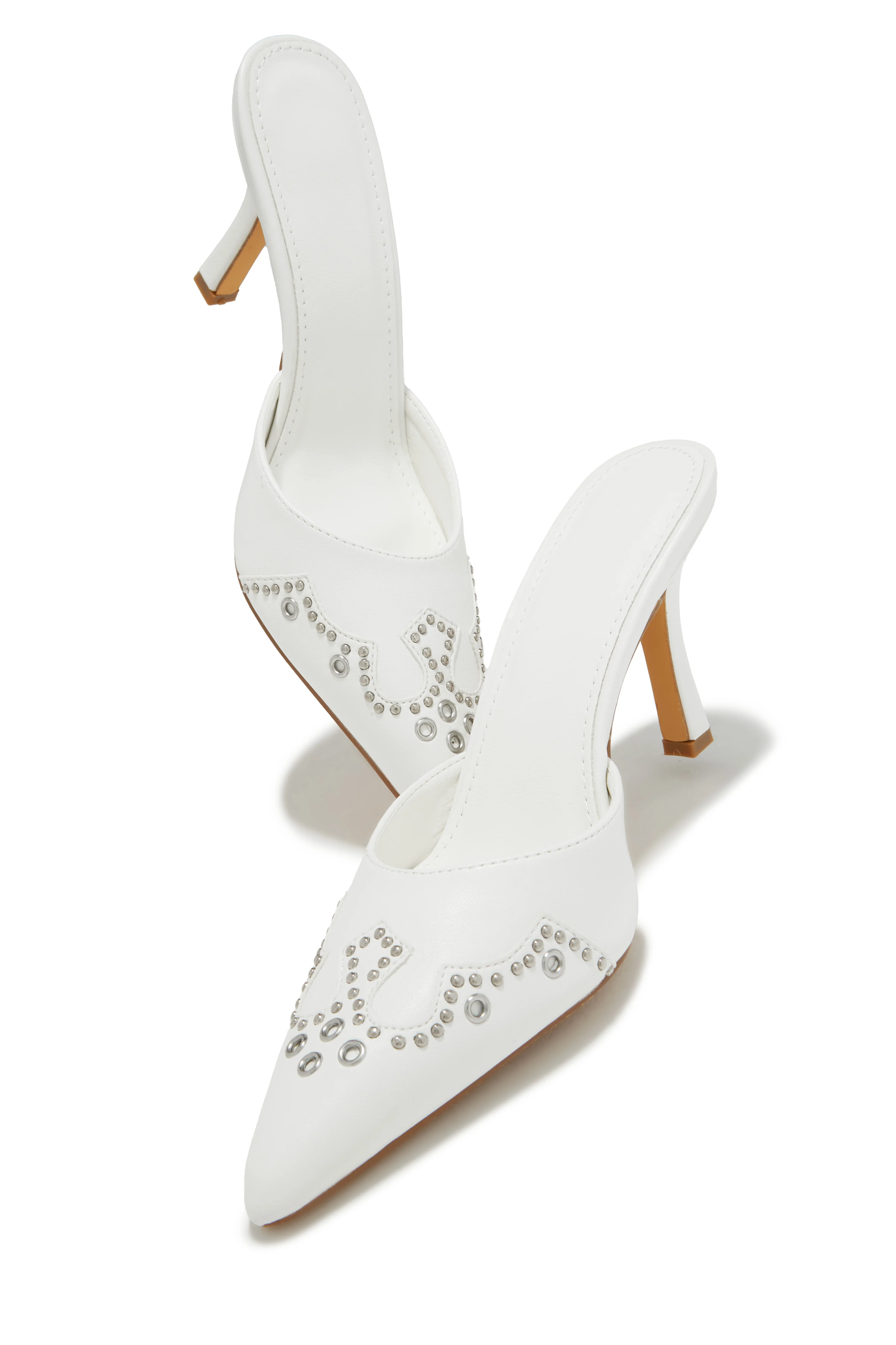 Lauryn Pump Heel Mules - White - Image 4