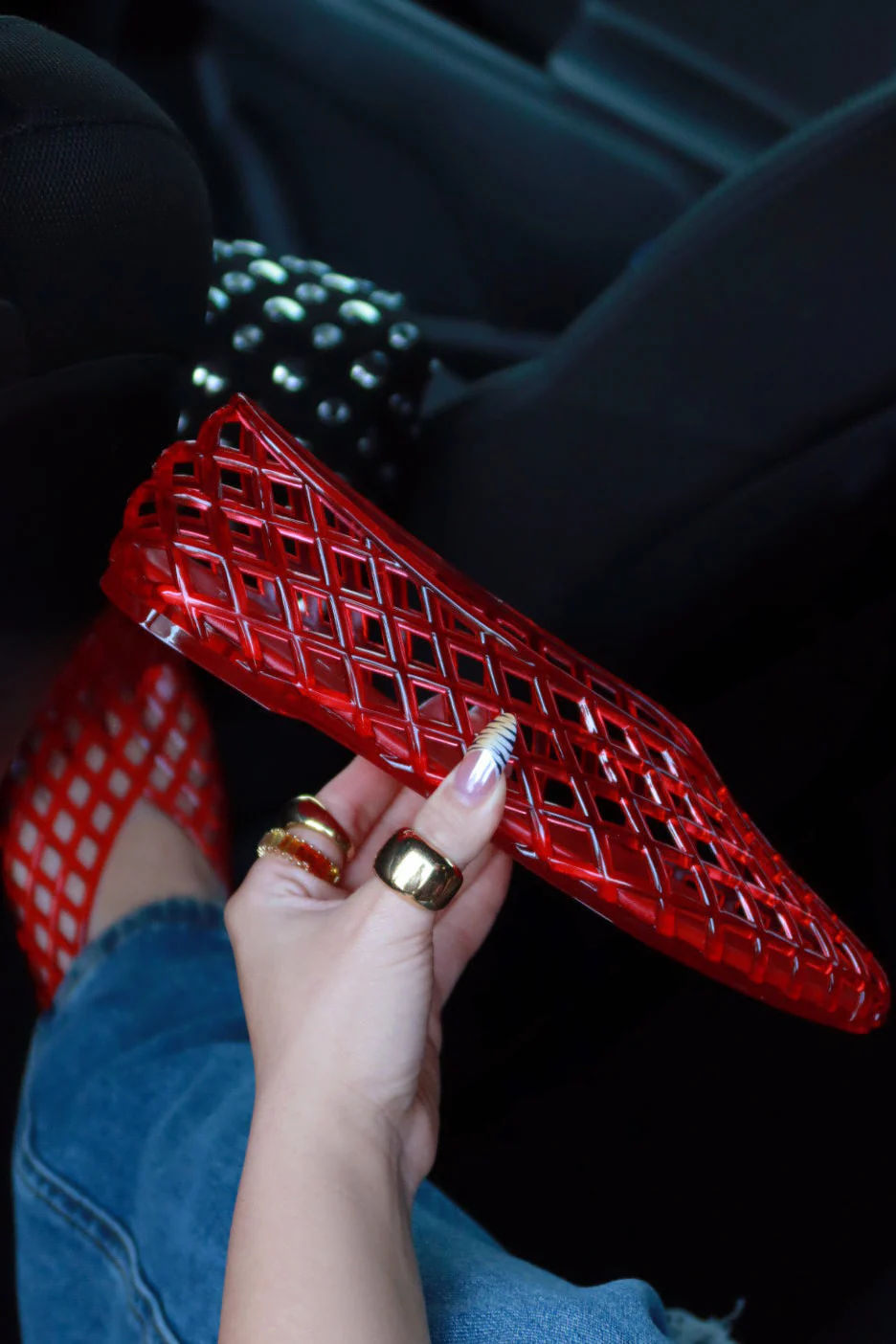 Layla Jelli Flats - Red - Image 2