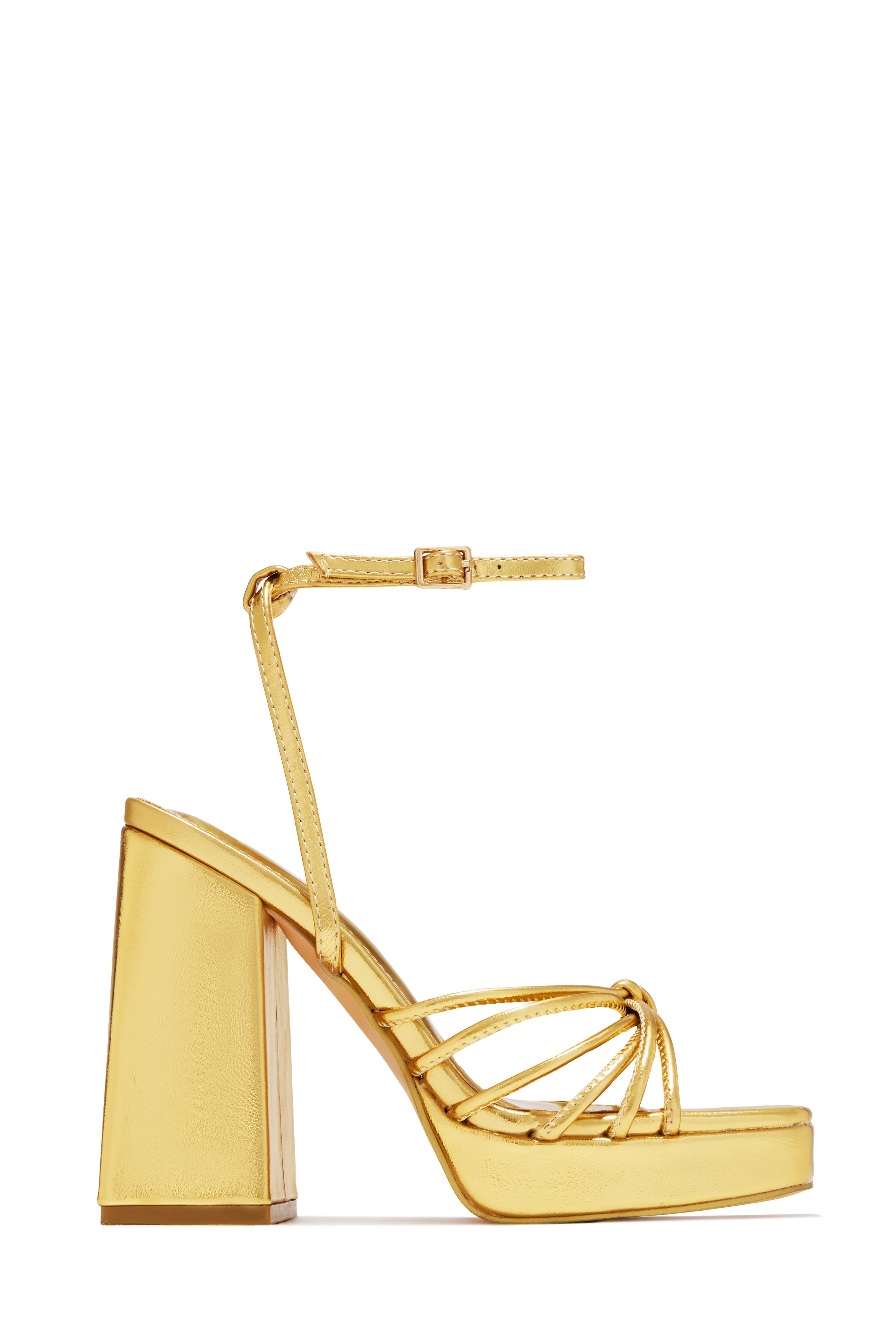 Lelia Platform Block Heels - Gold - Image 3