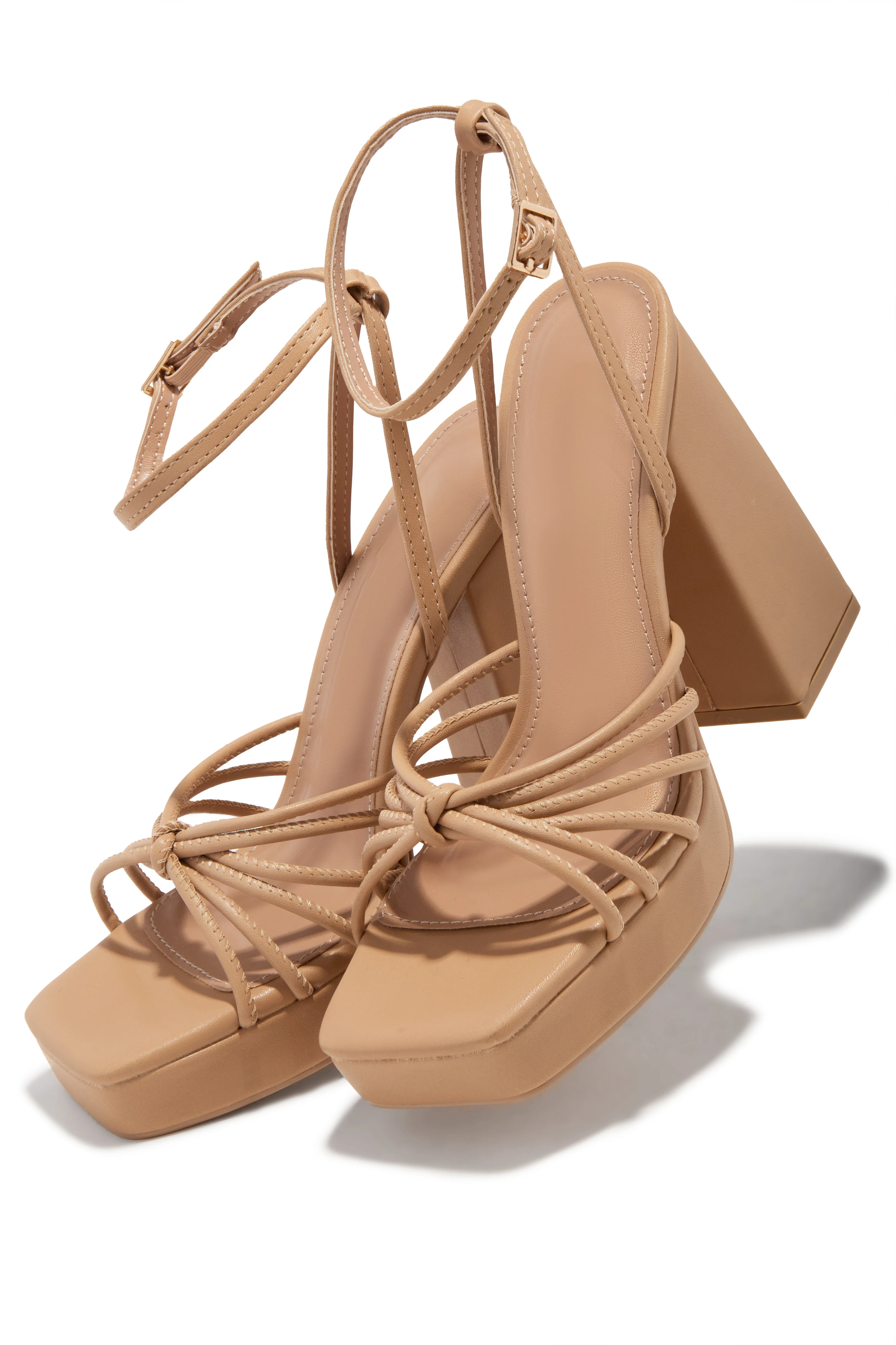 Lelia Platform Block Heels - Nude - Image 3