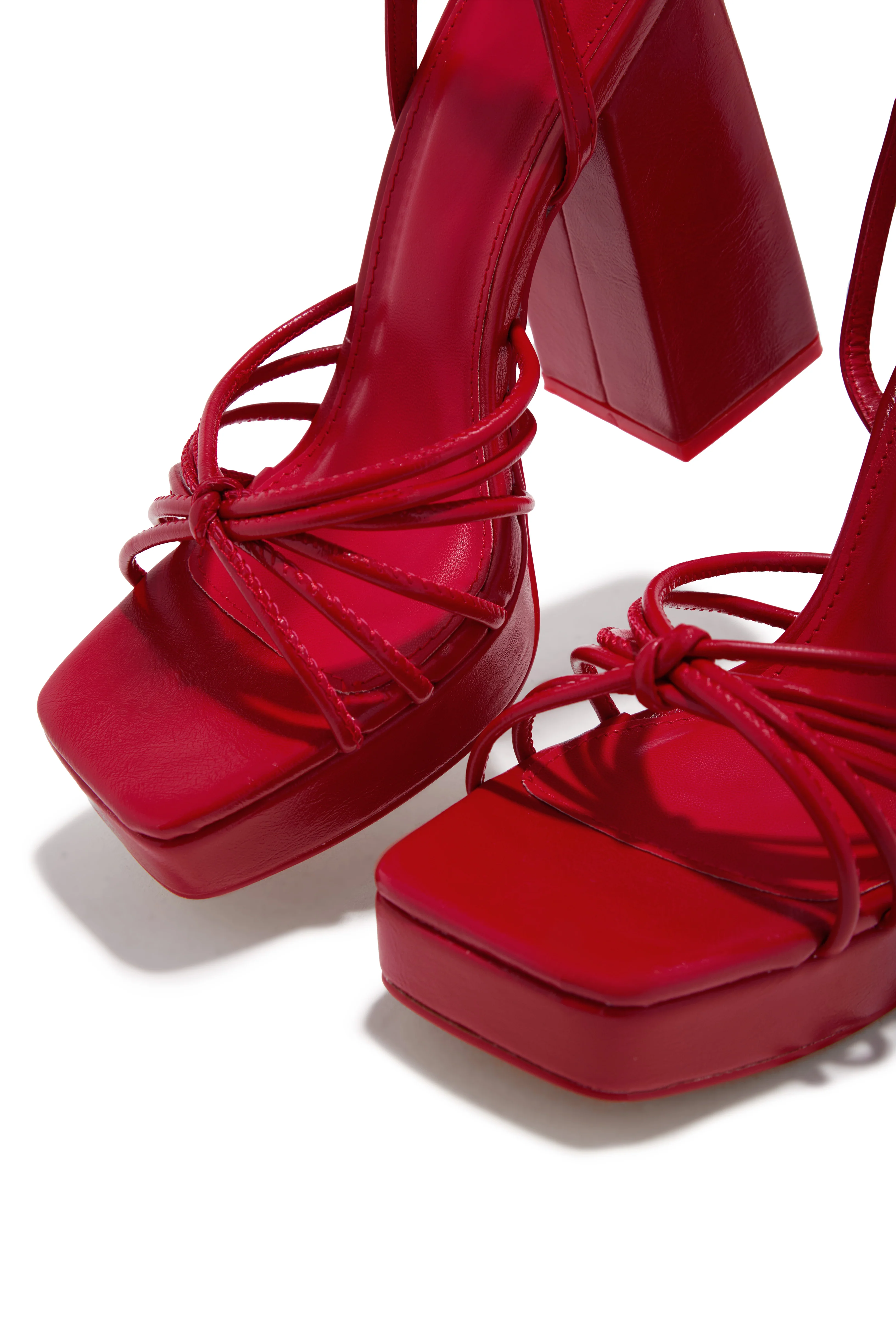 Lelia Platform Block Heels - Red - Image 3
