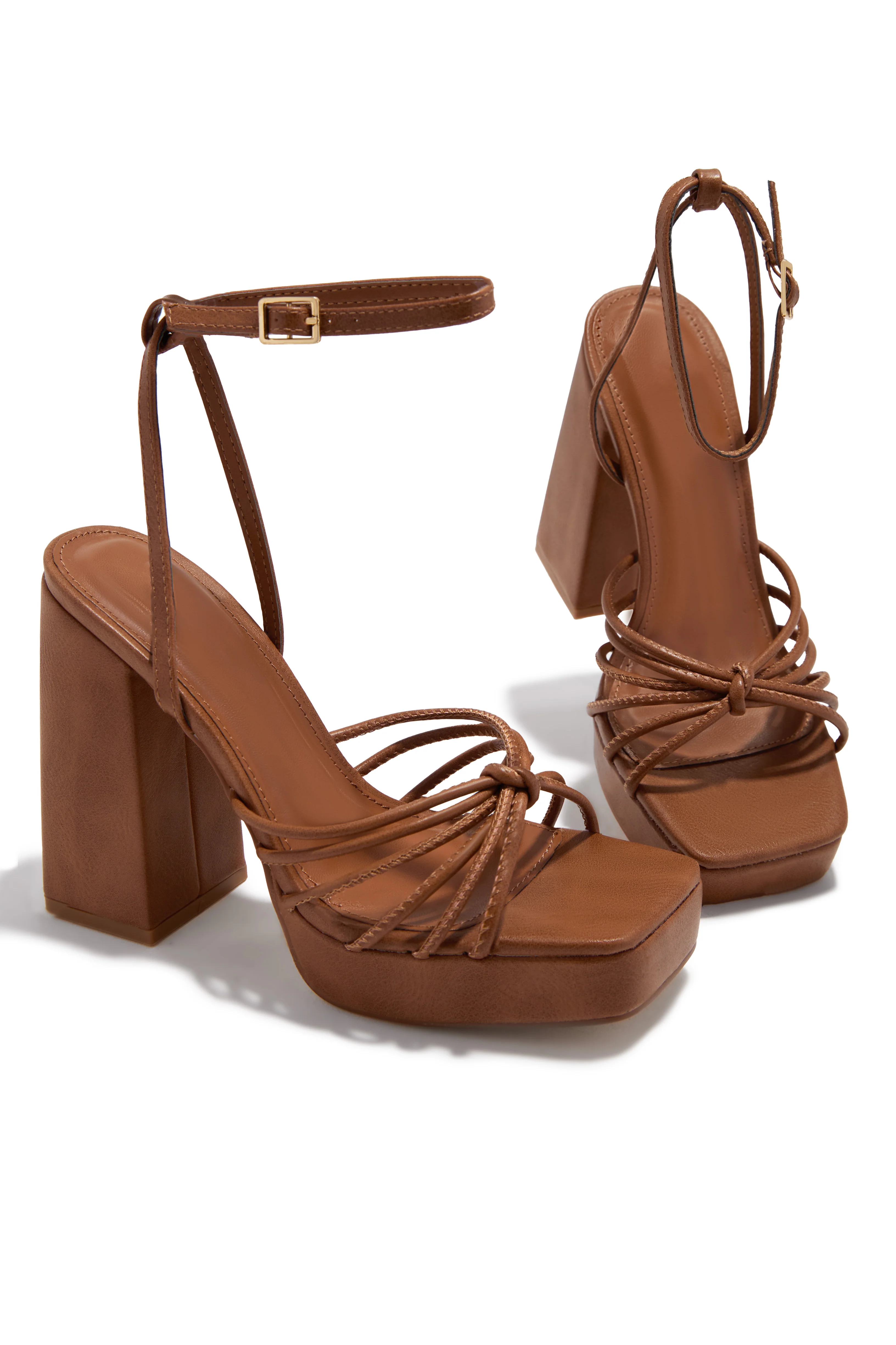 Lelia Platform Block Heels - Tan - Image 4