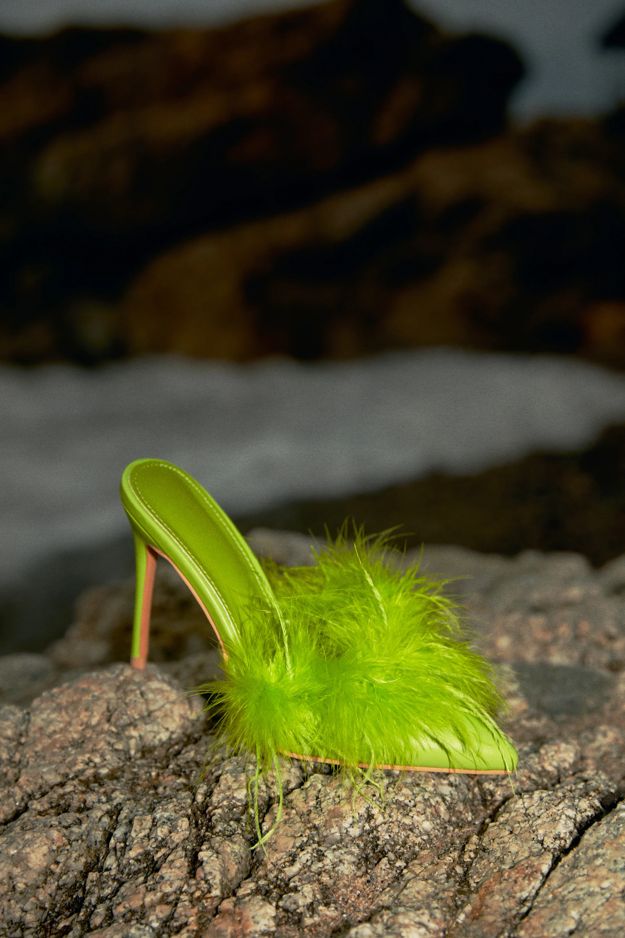 Lorelai Faux Feather Mule Heels - Lime - Image 3