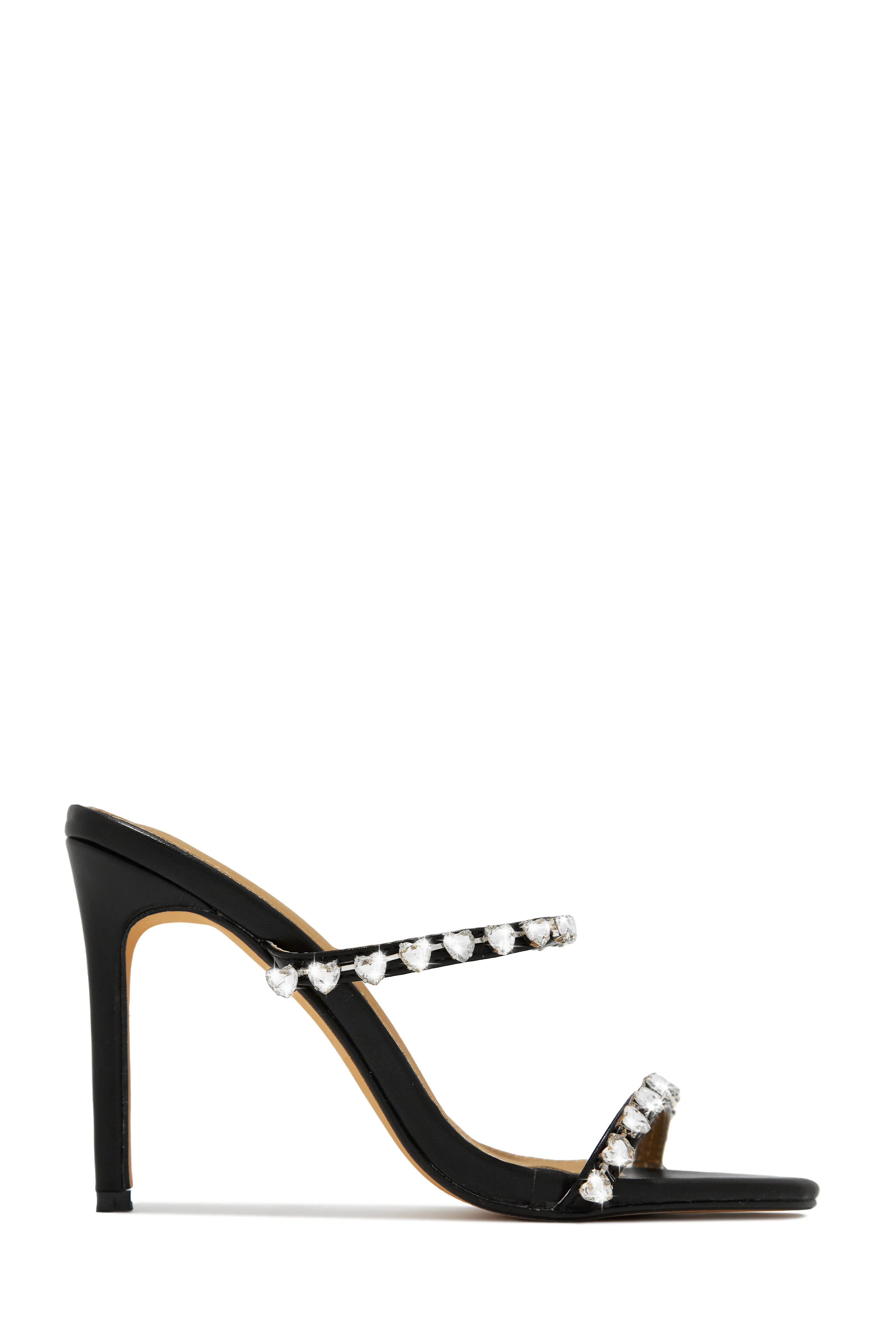 Love Addiction Embellished High Heel Mules - Black - Image 7