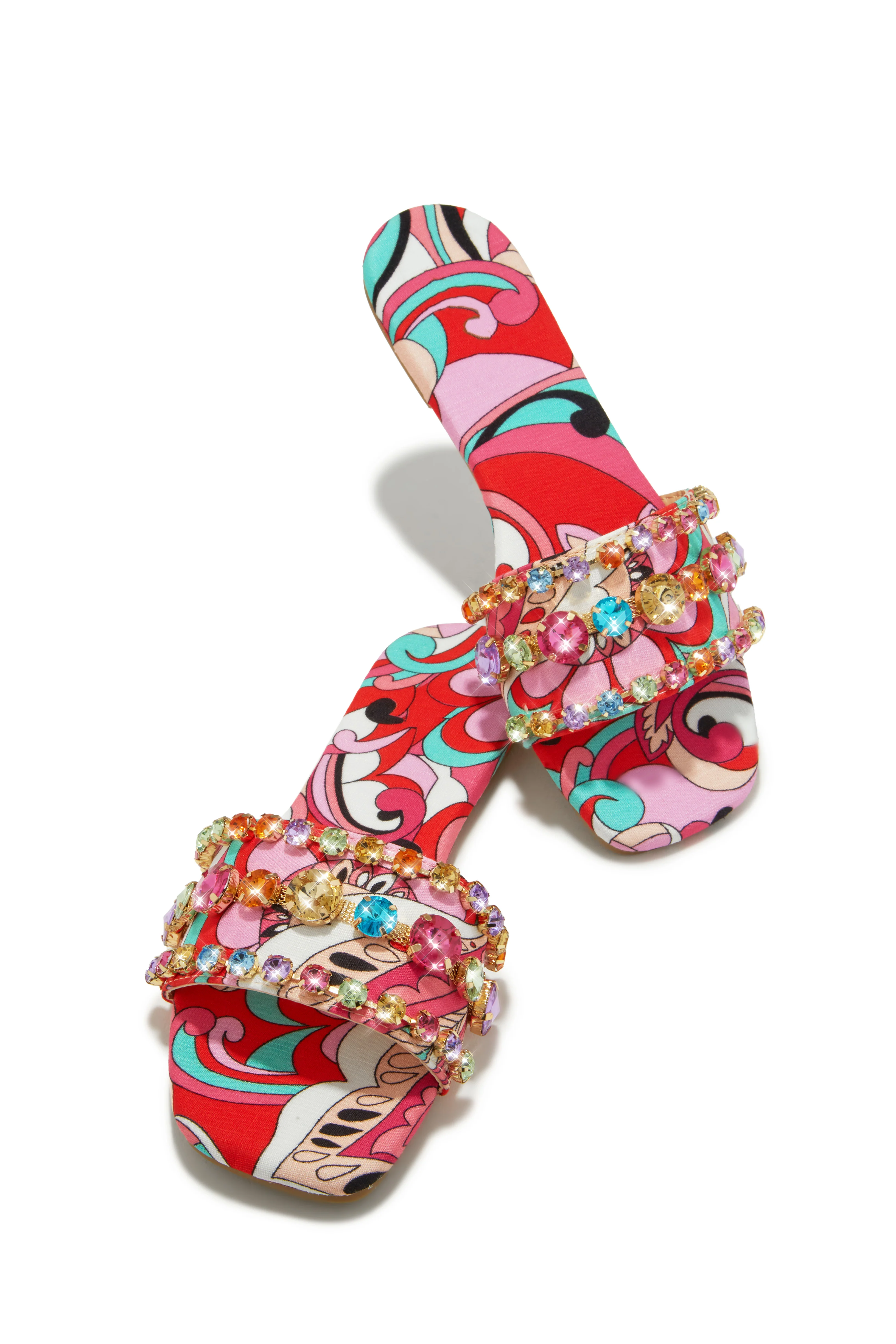 Luxe Paradise Embellished Slip On Sandals - Green - Image 10