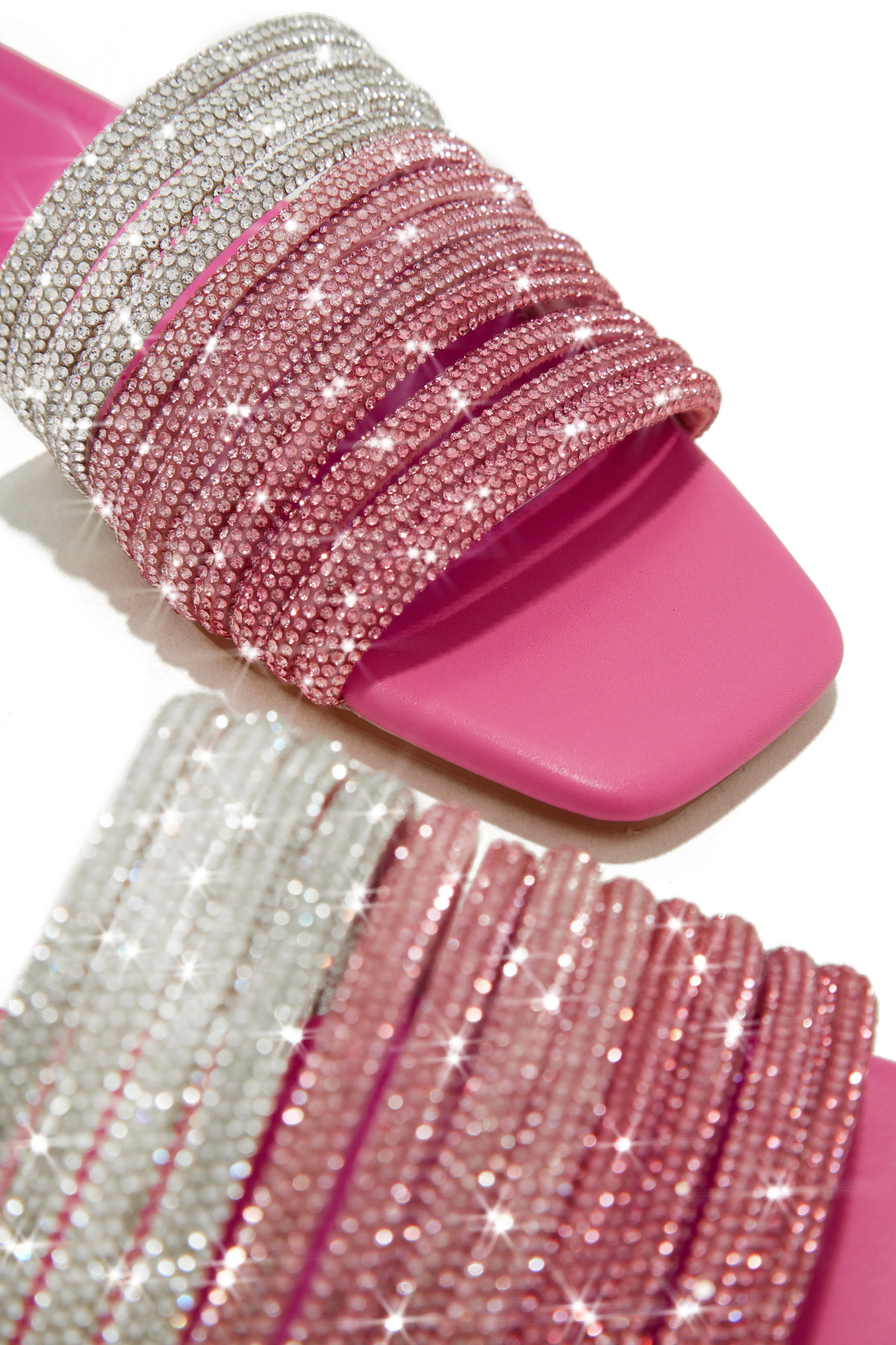 Luxe Resort Wear Embellished Slip On Sandals - Pink - Image 5