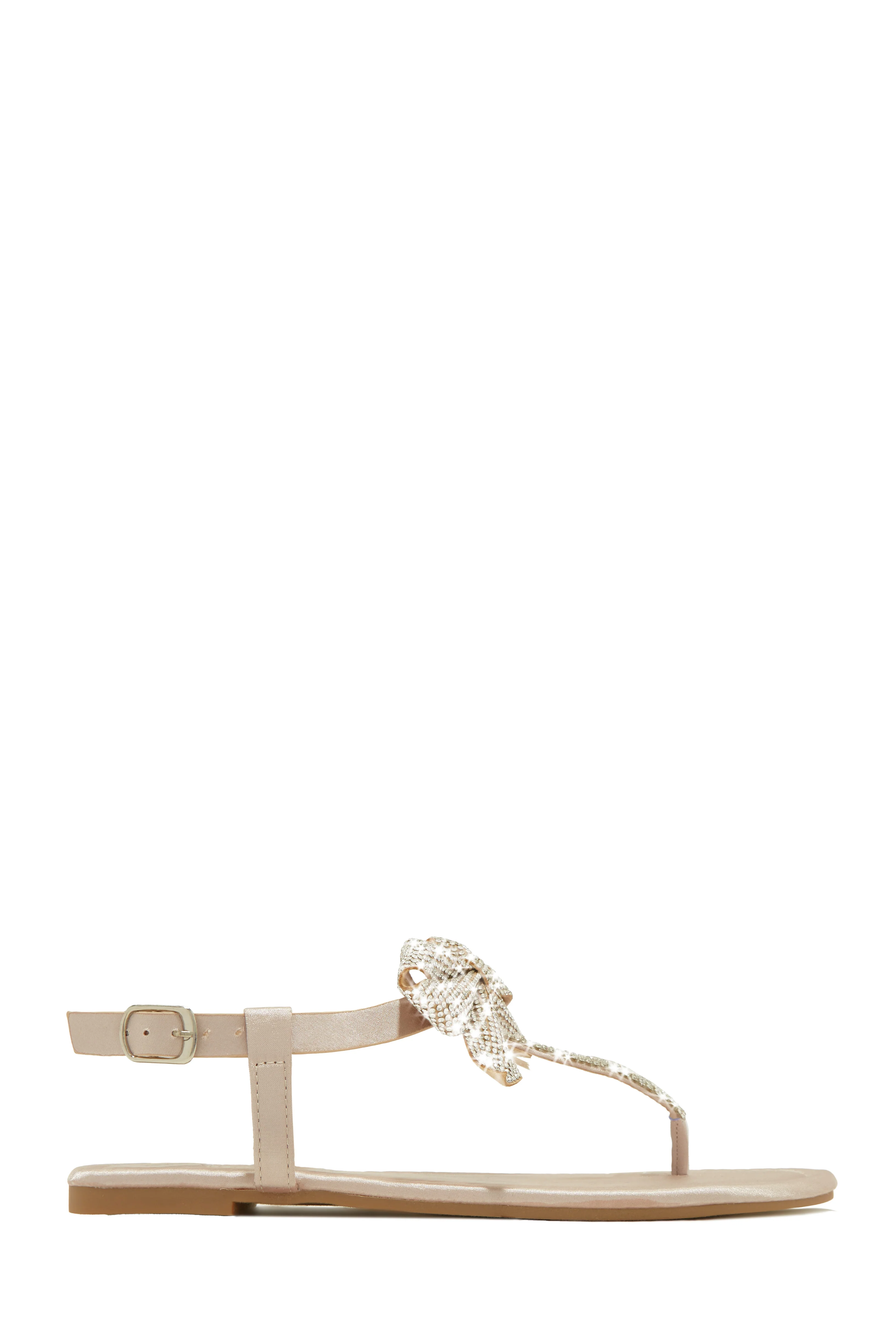 Luxe Sunsets Embellished Thong Strap Sandals - Nude - Image 3