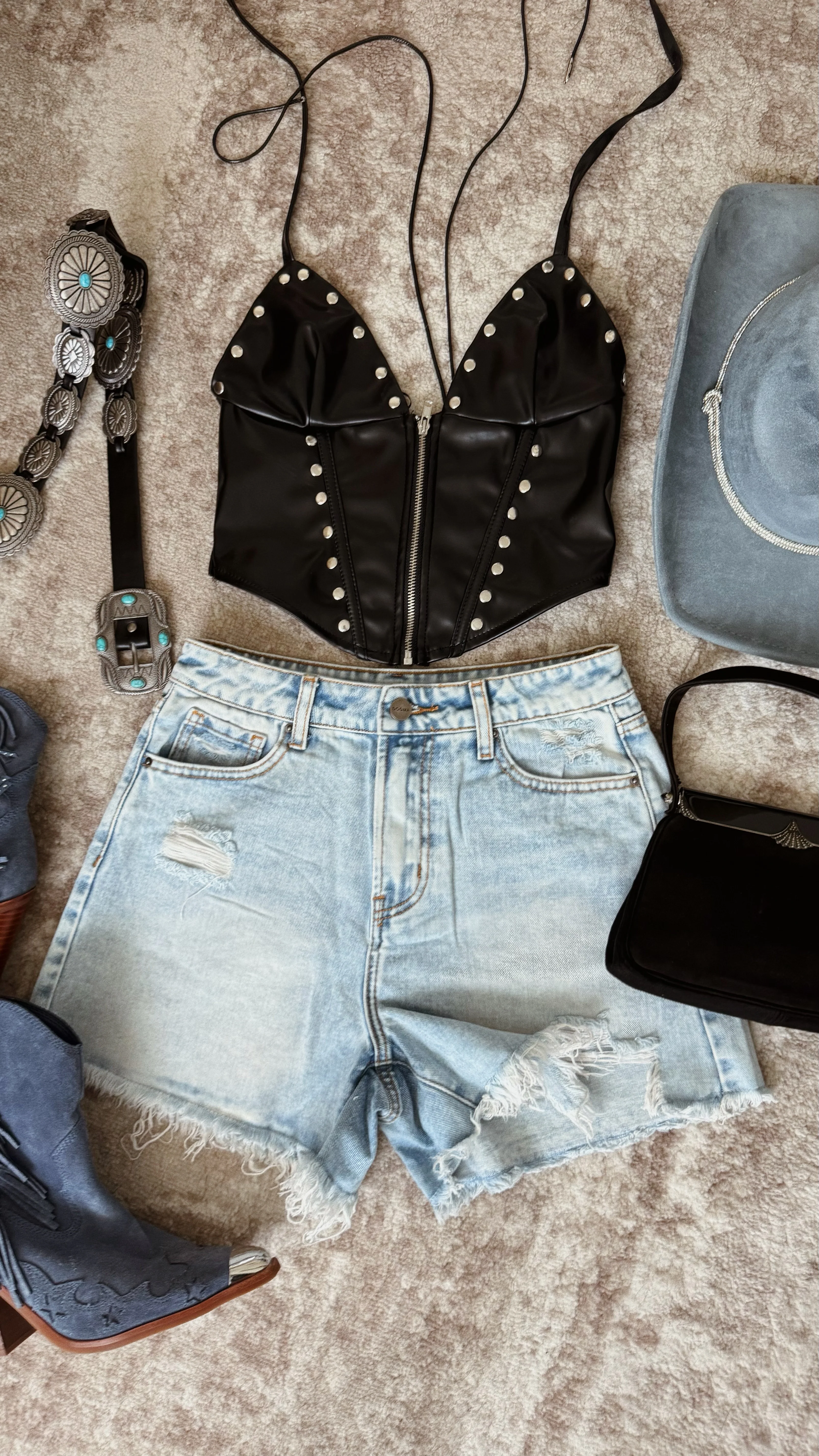 Lydia Distressed Shorts - Light Denim - Image 3