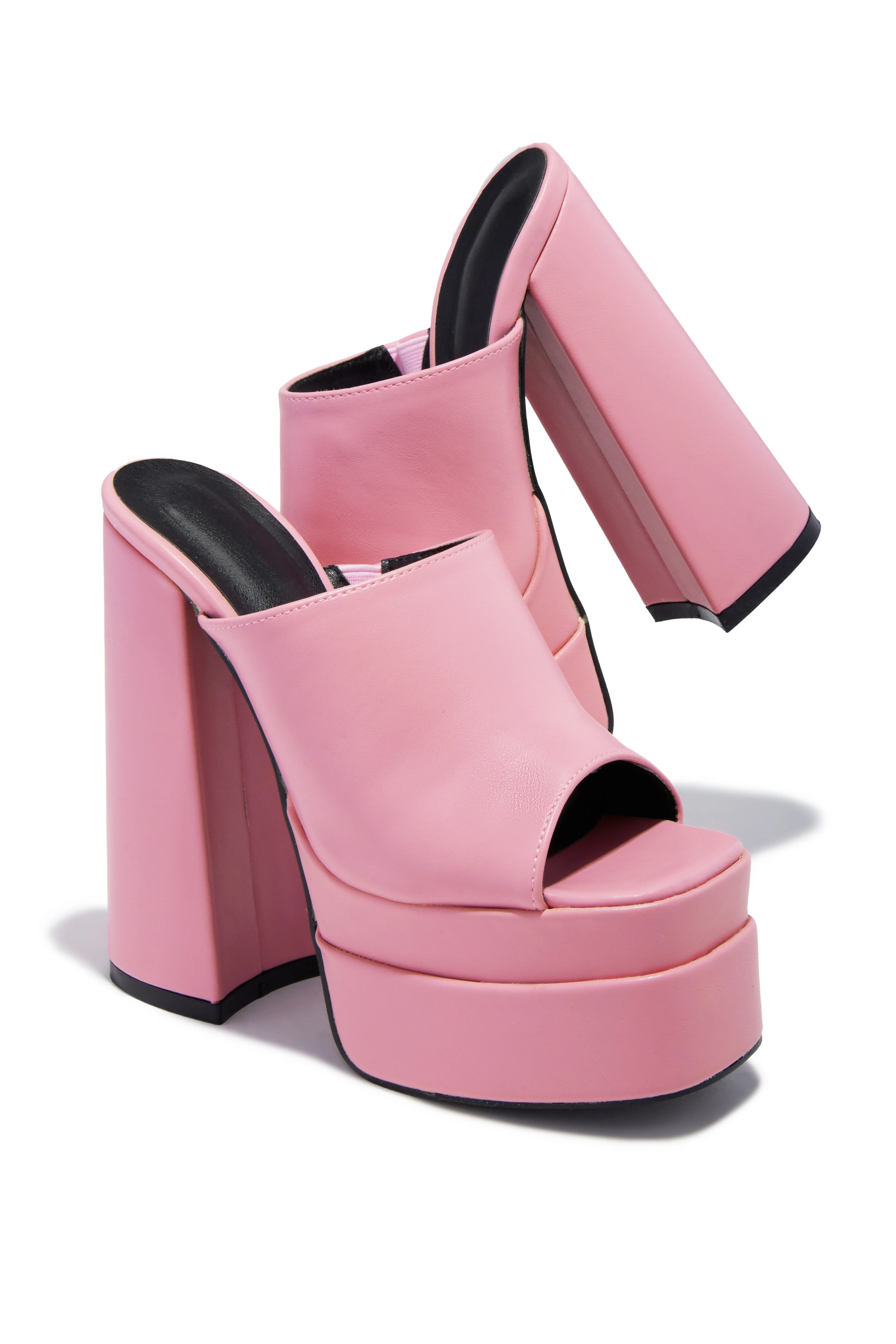 Lynden Platform Block Heel Mules - Pink - Image 3