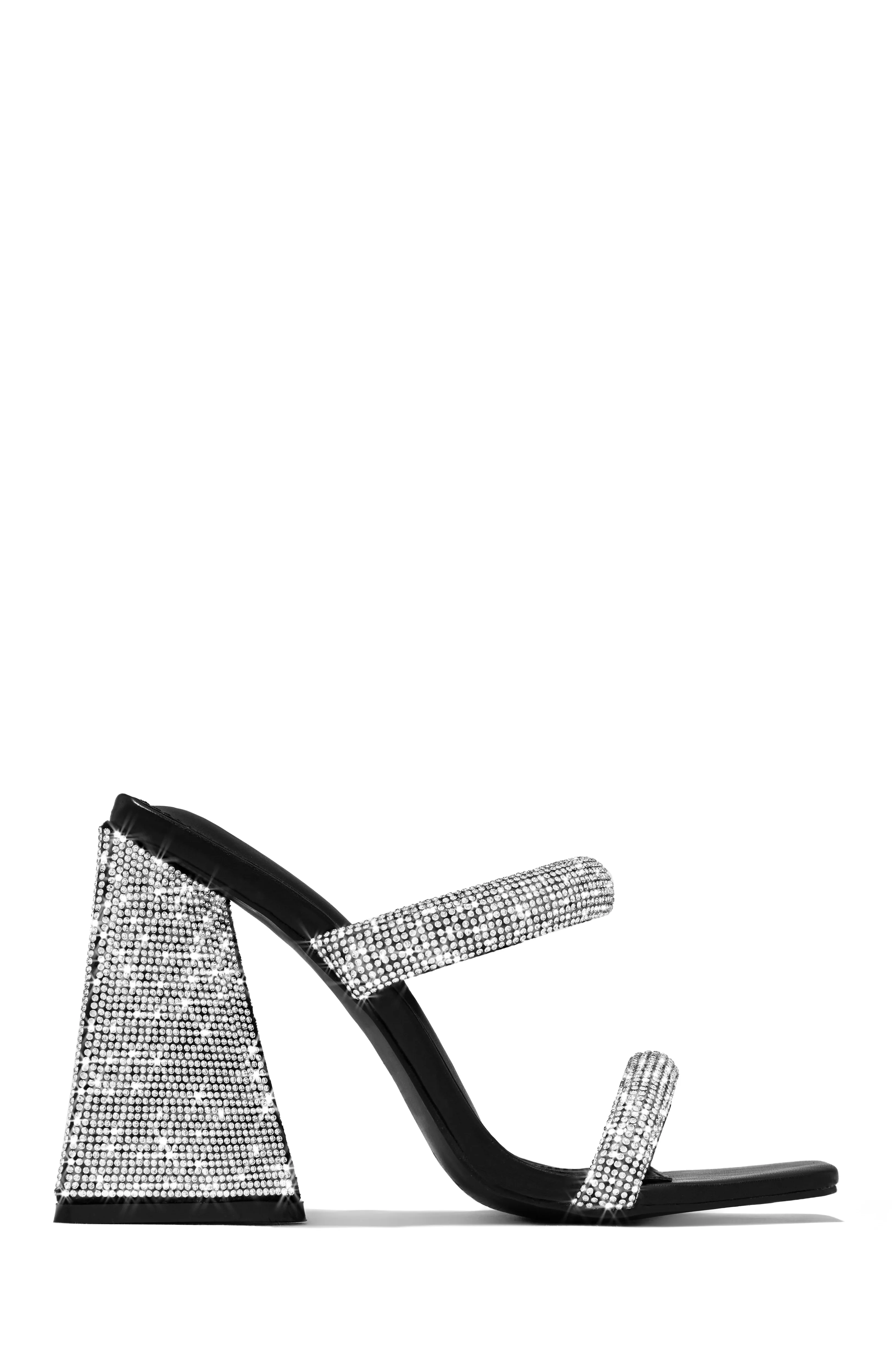 Make A Wish Embellished Triangle Block Heel Mules - Black - Image 3