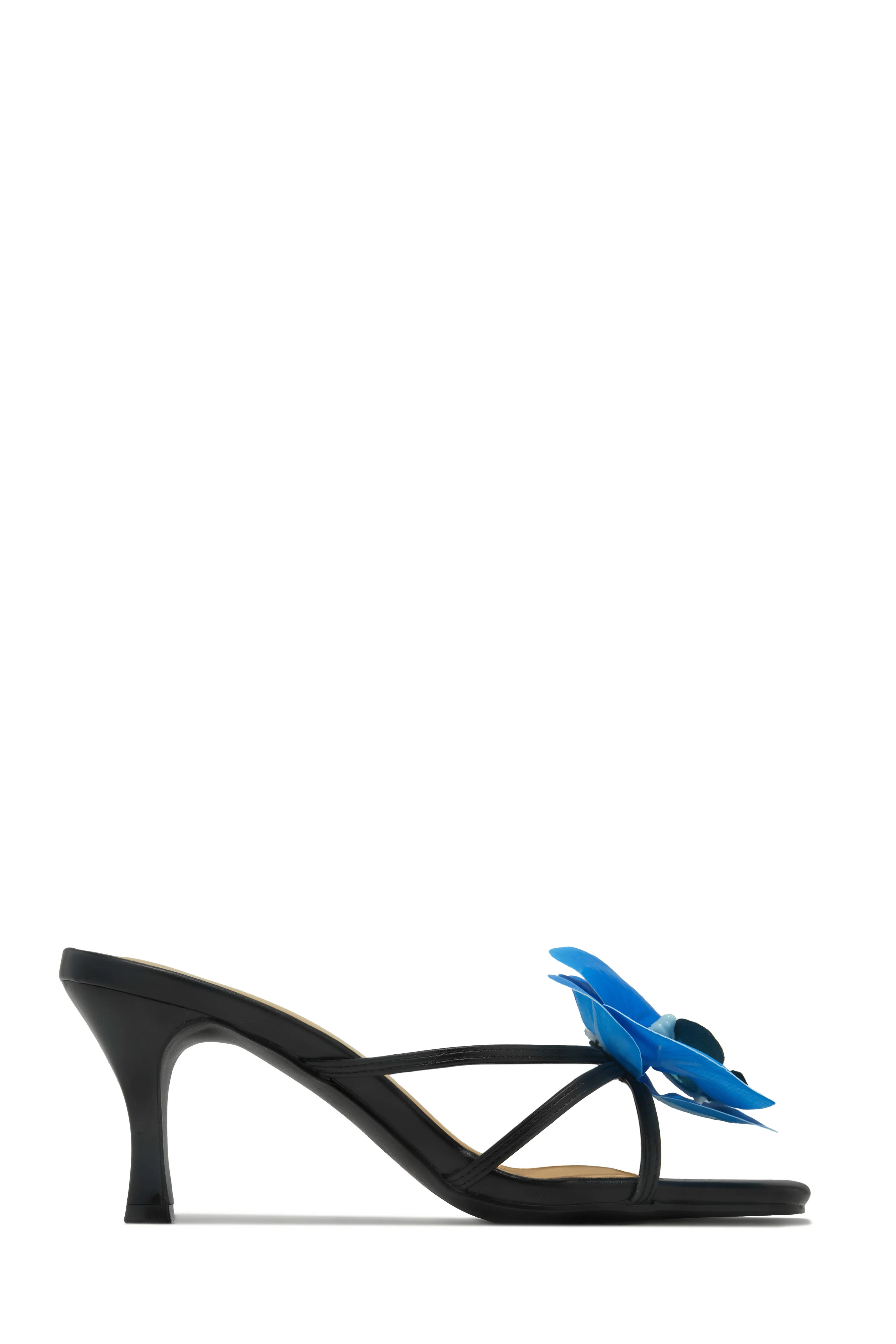 Malia Floral Mid Heel Mules - Black - Image 6