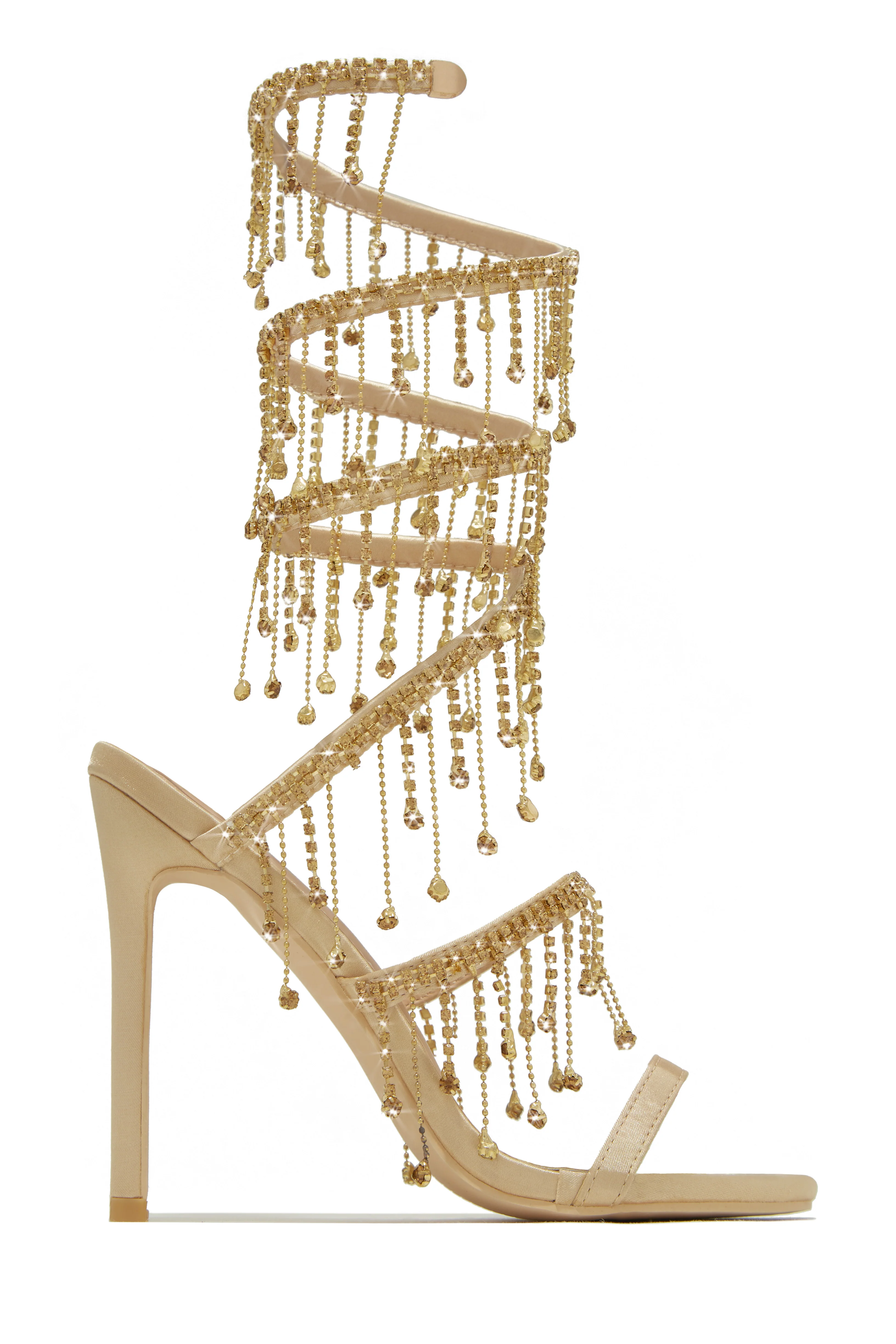 Mariah Embellished Around The Ankle Coil Heels - Black - Image 10