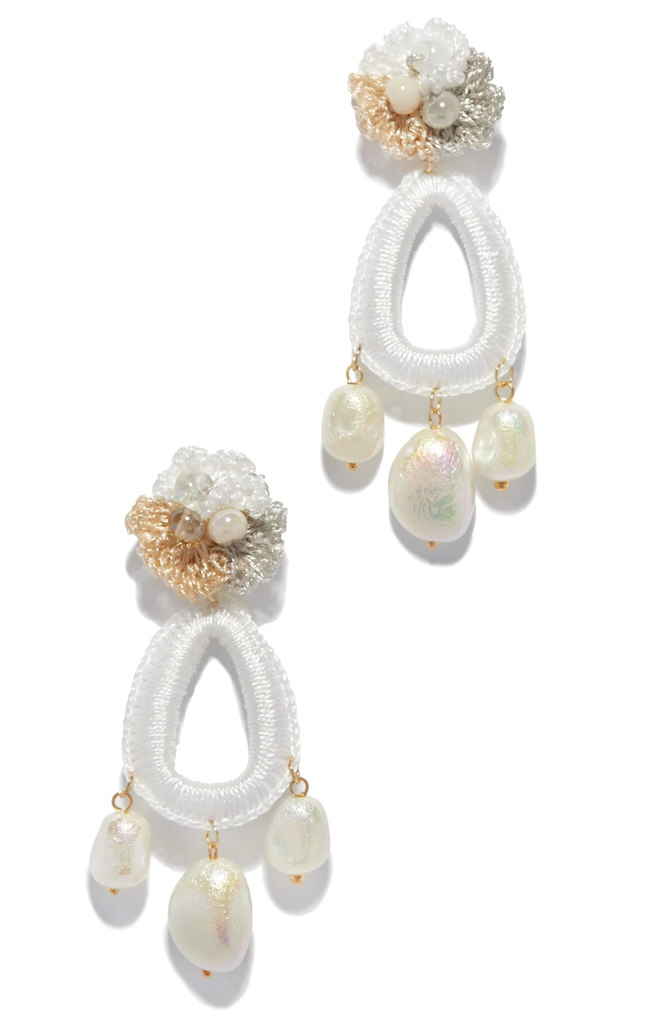 Marla Beaded Crochet Earring - White