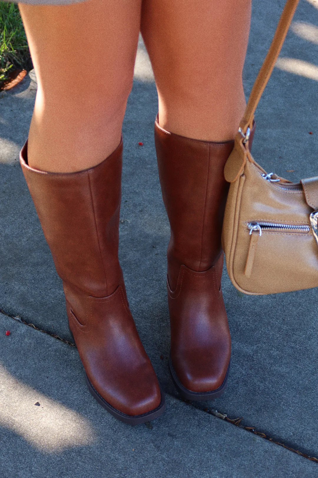 Midnight Icon Wide Fit Below The Knee Moto Boots - Brown - Image 4