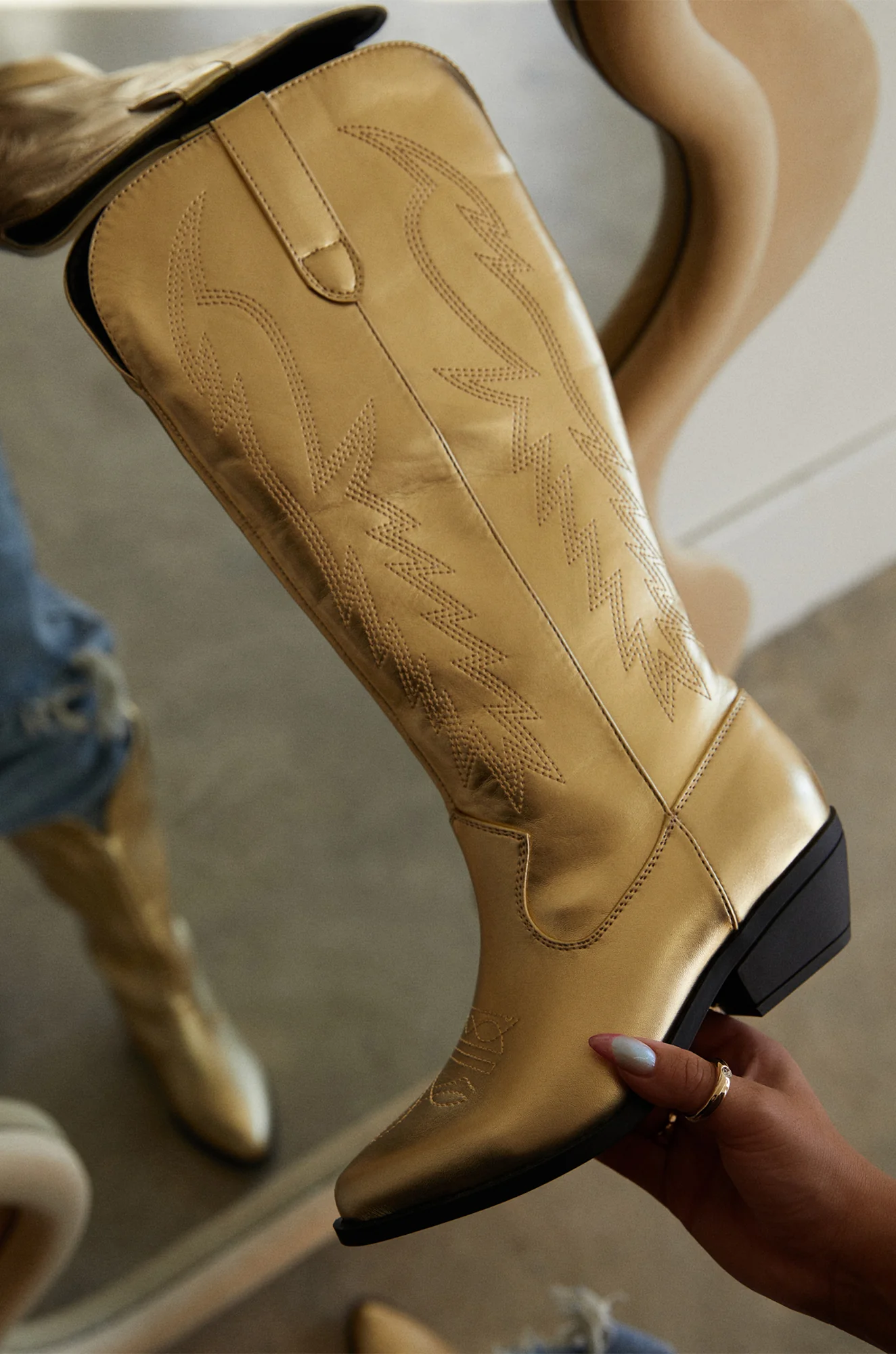 Millie Western Boots - Gold - Image 4