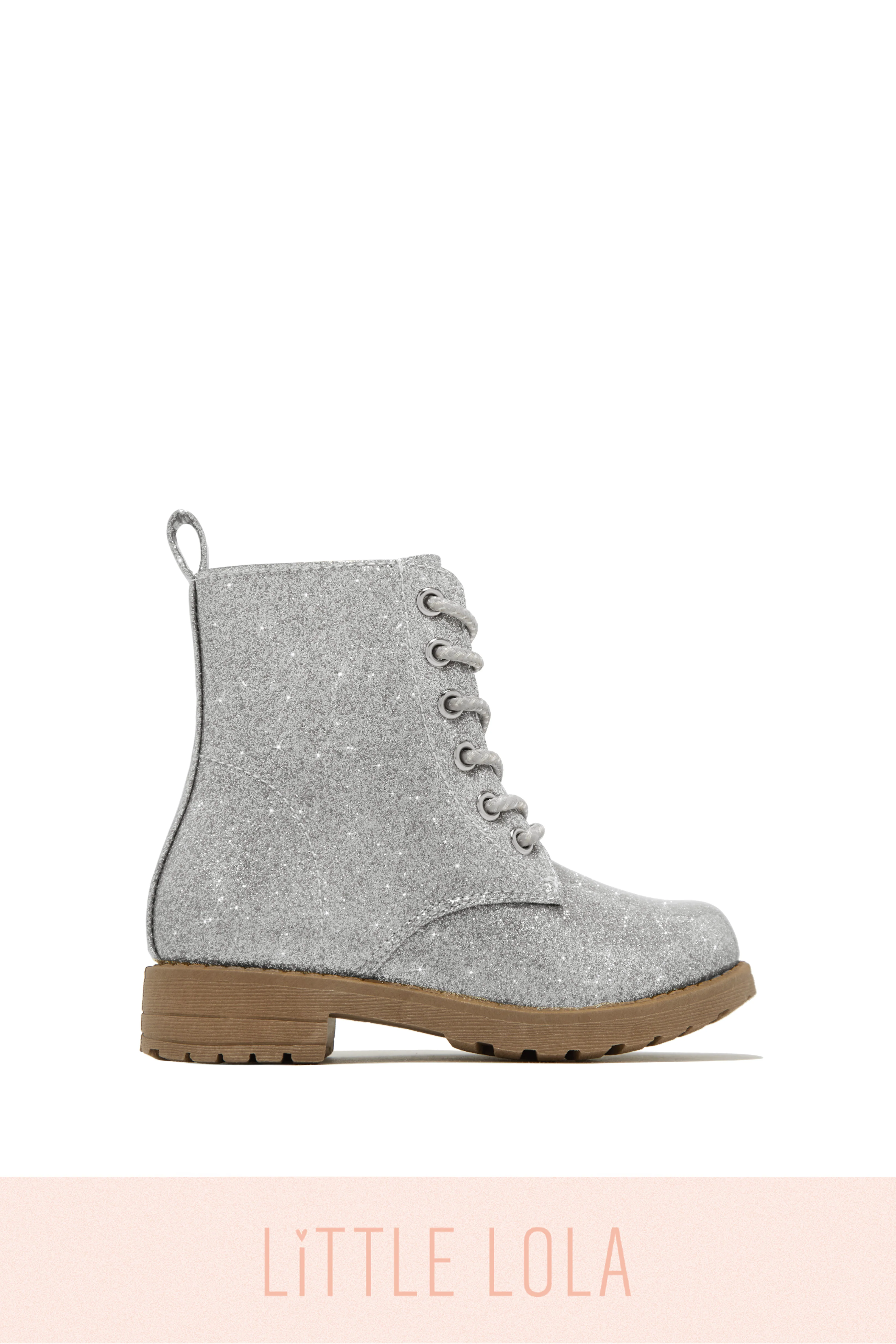 Mini Attitude Kids Glitter Lace Up Combat Boots - Pink - Image 13