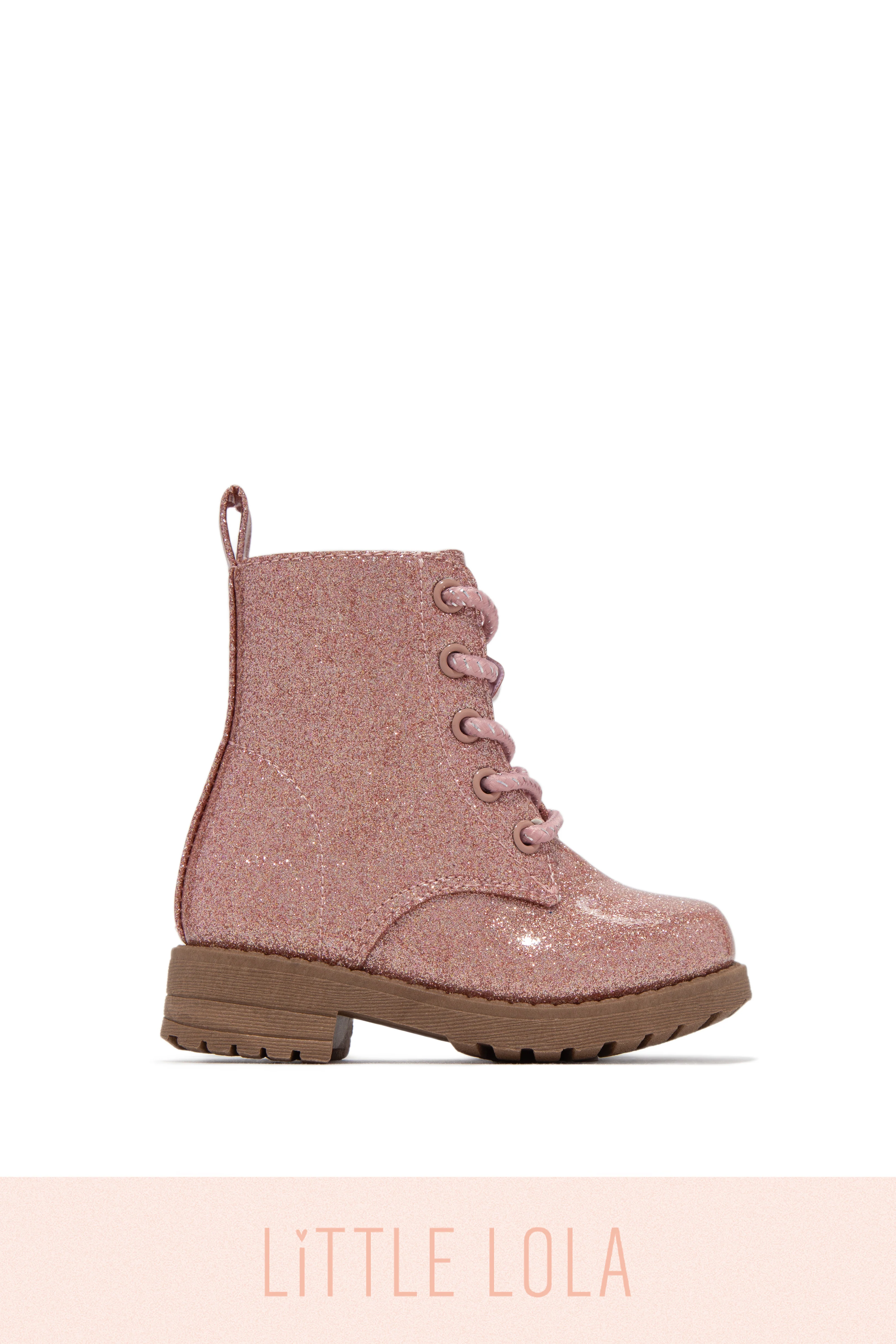 Mini Attitude Kids Glitter Lace Up Combat Boots - Silver - Image 10