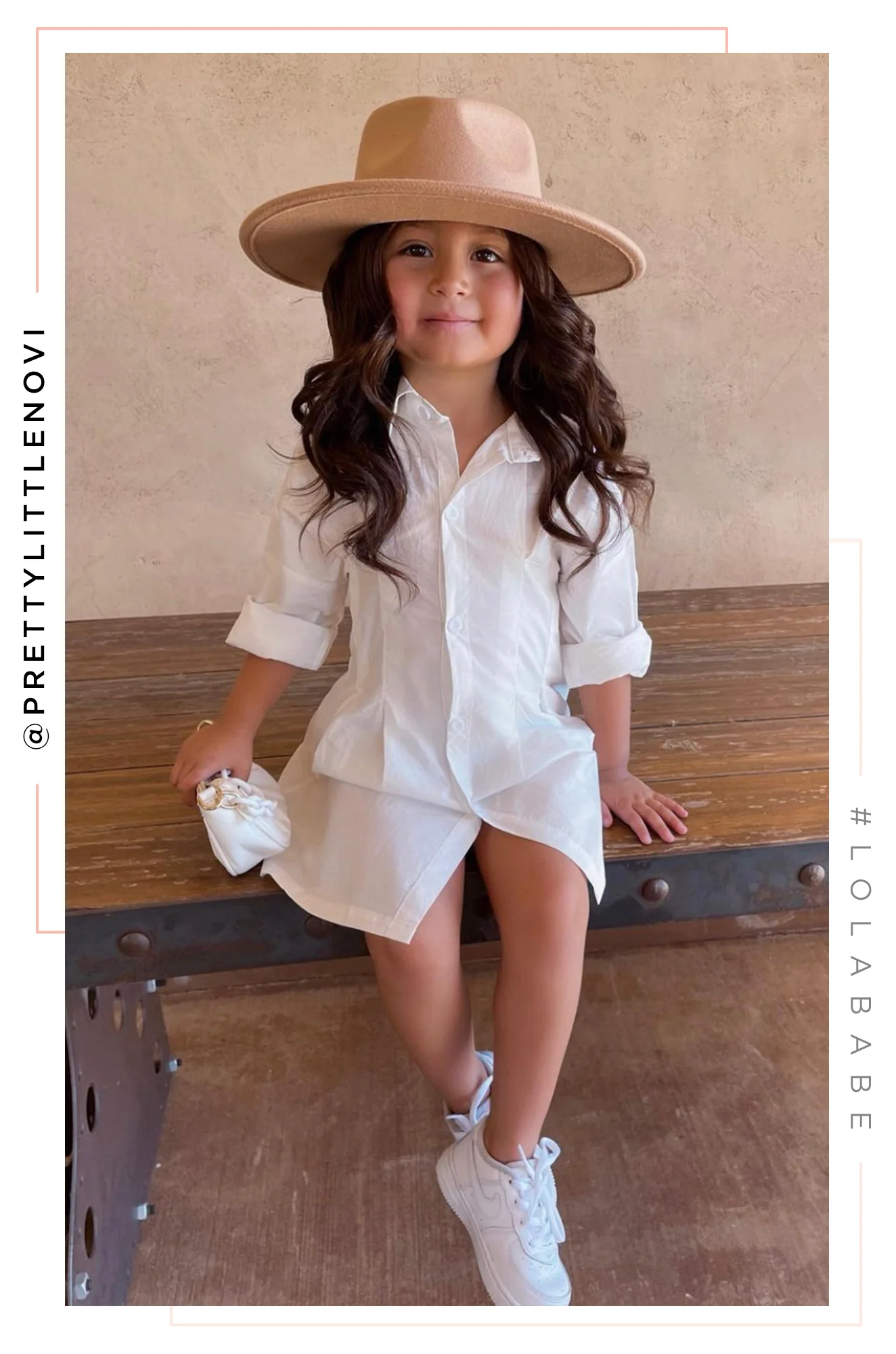 Mini Primavera Kids Flat Brim Hat - Nude