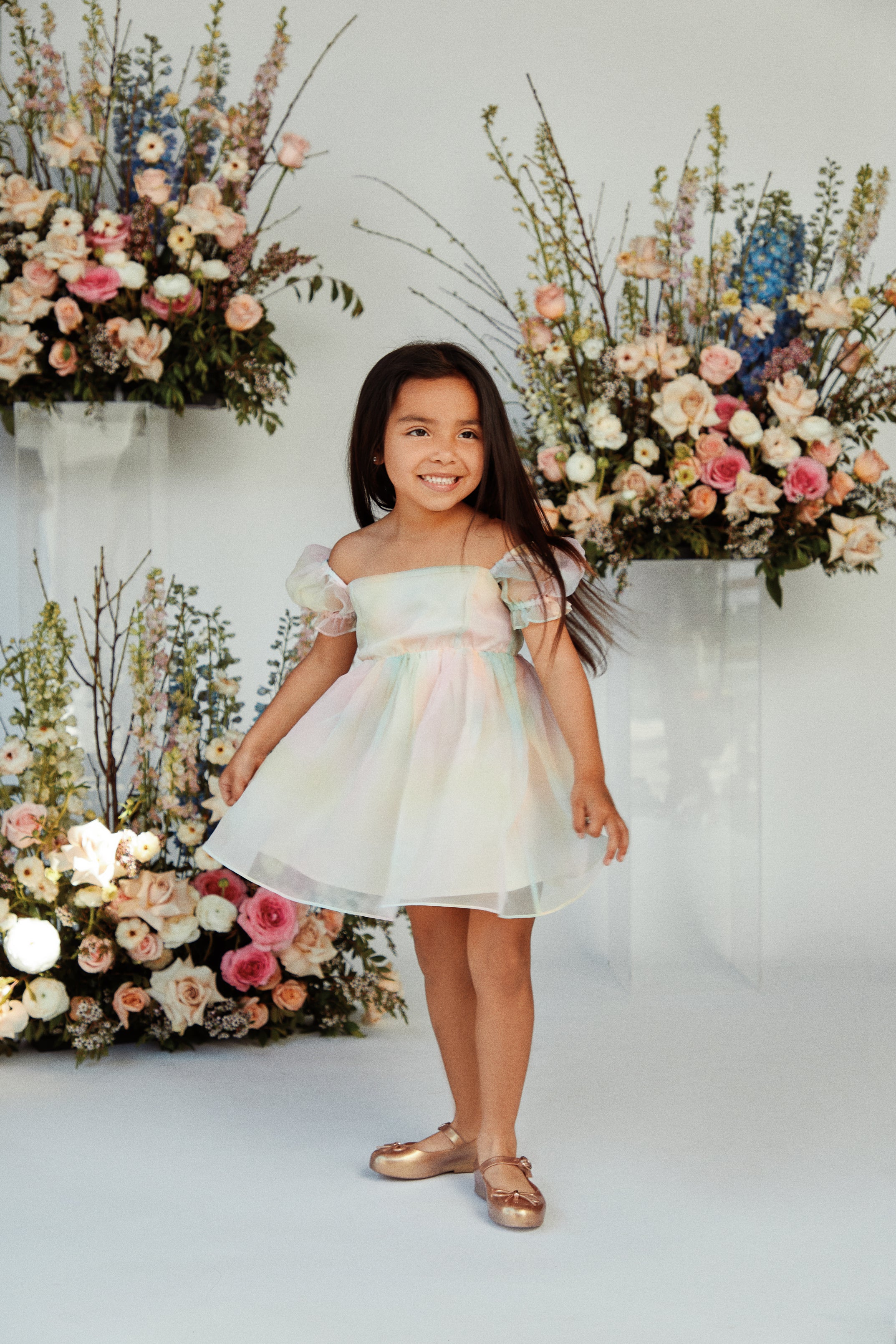 Mini Sadie Babydoll Dress - Pastel Print