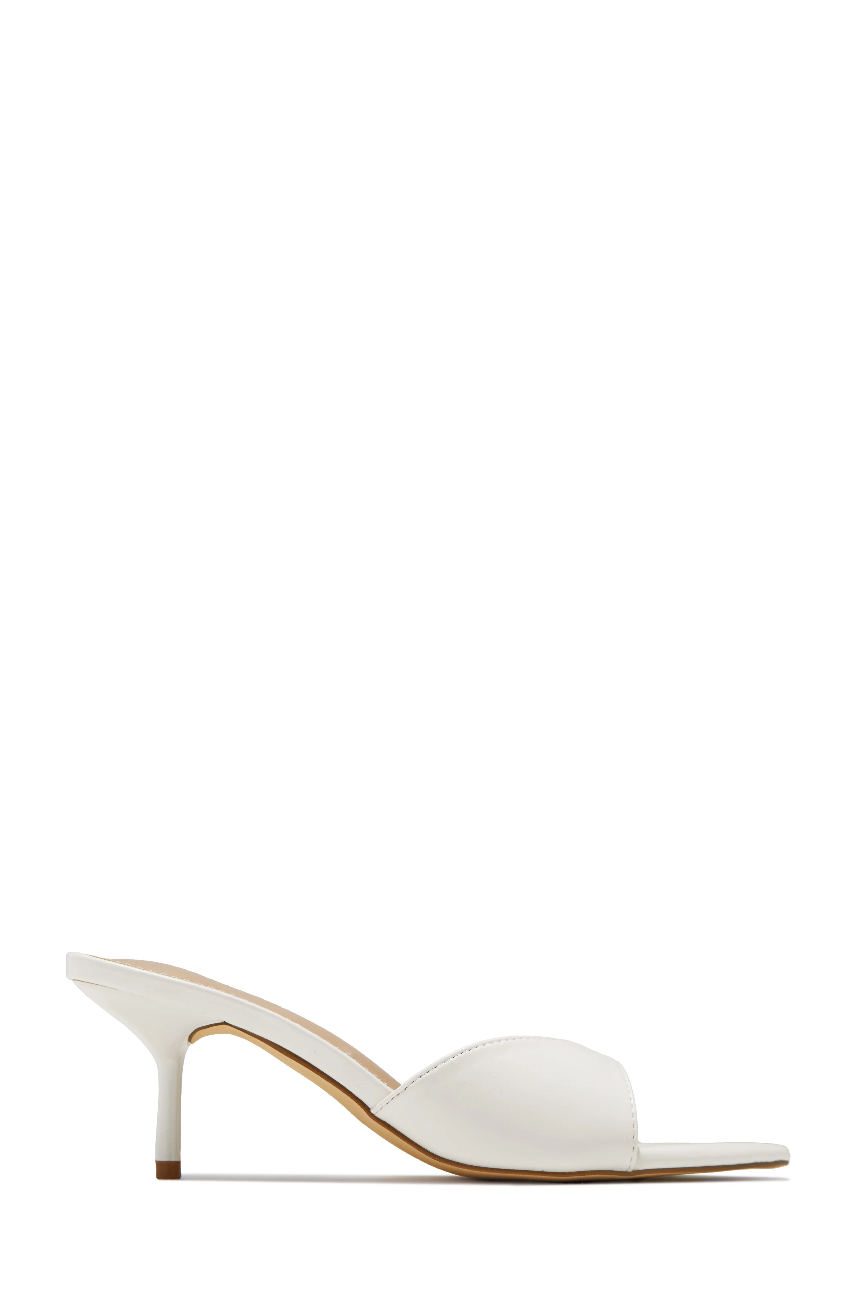 Myra Mid Heel Mules - White - Image 4