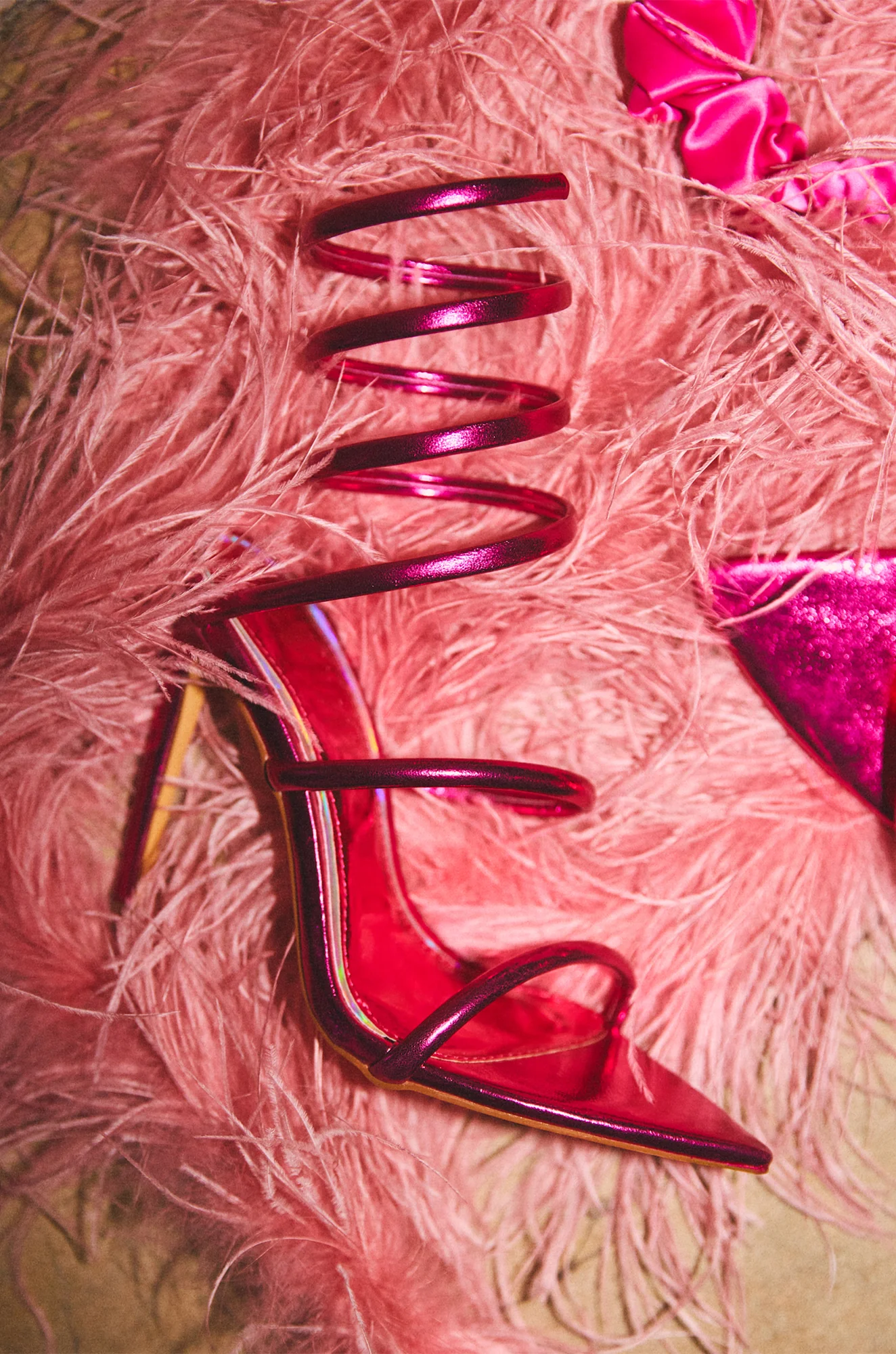 Nathalie Around The Ankle Coil High Heels - Pink - Image 3