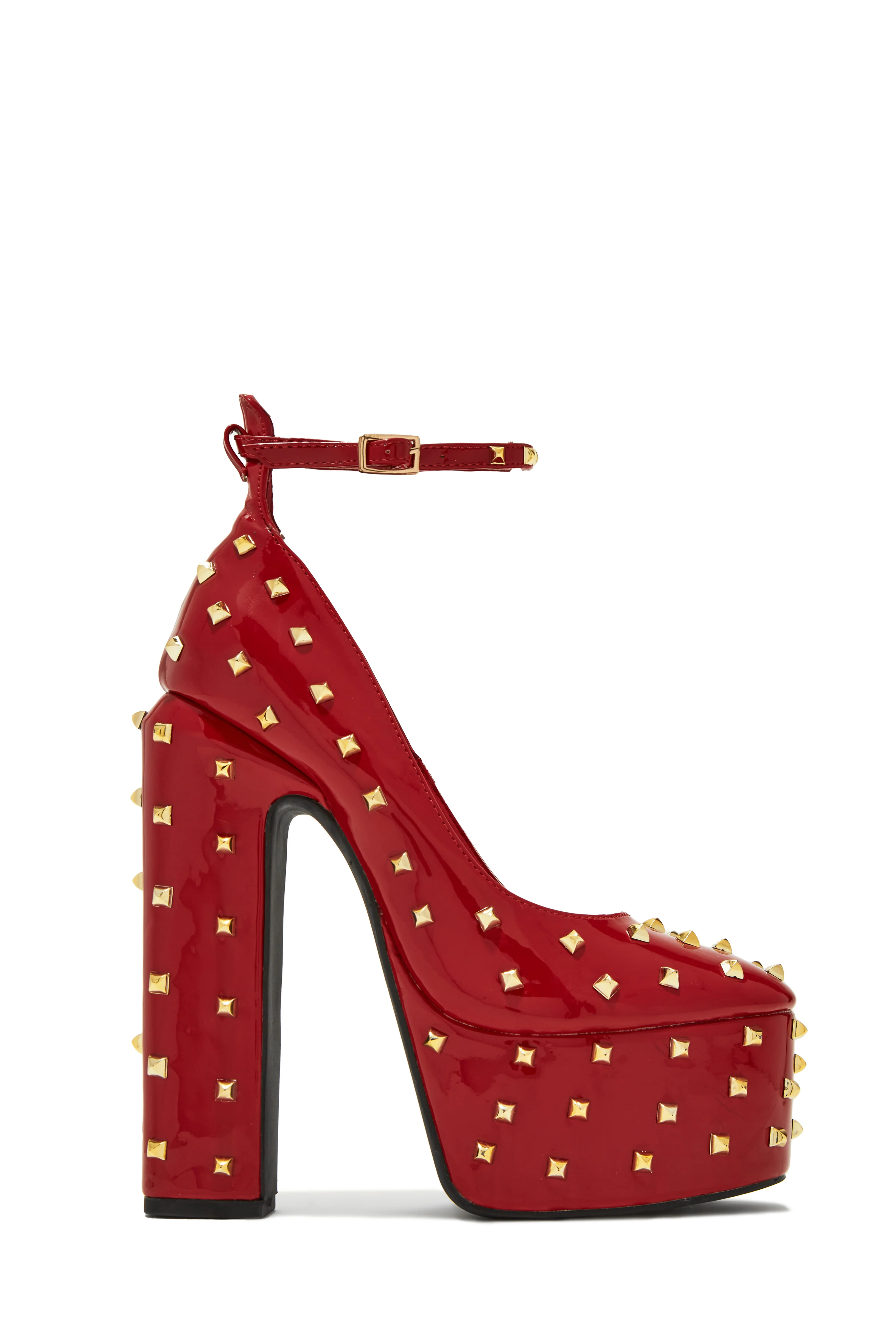 Nayomi Studded Platform Block High Heels - Nude - Image 8
