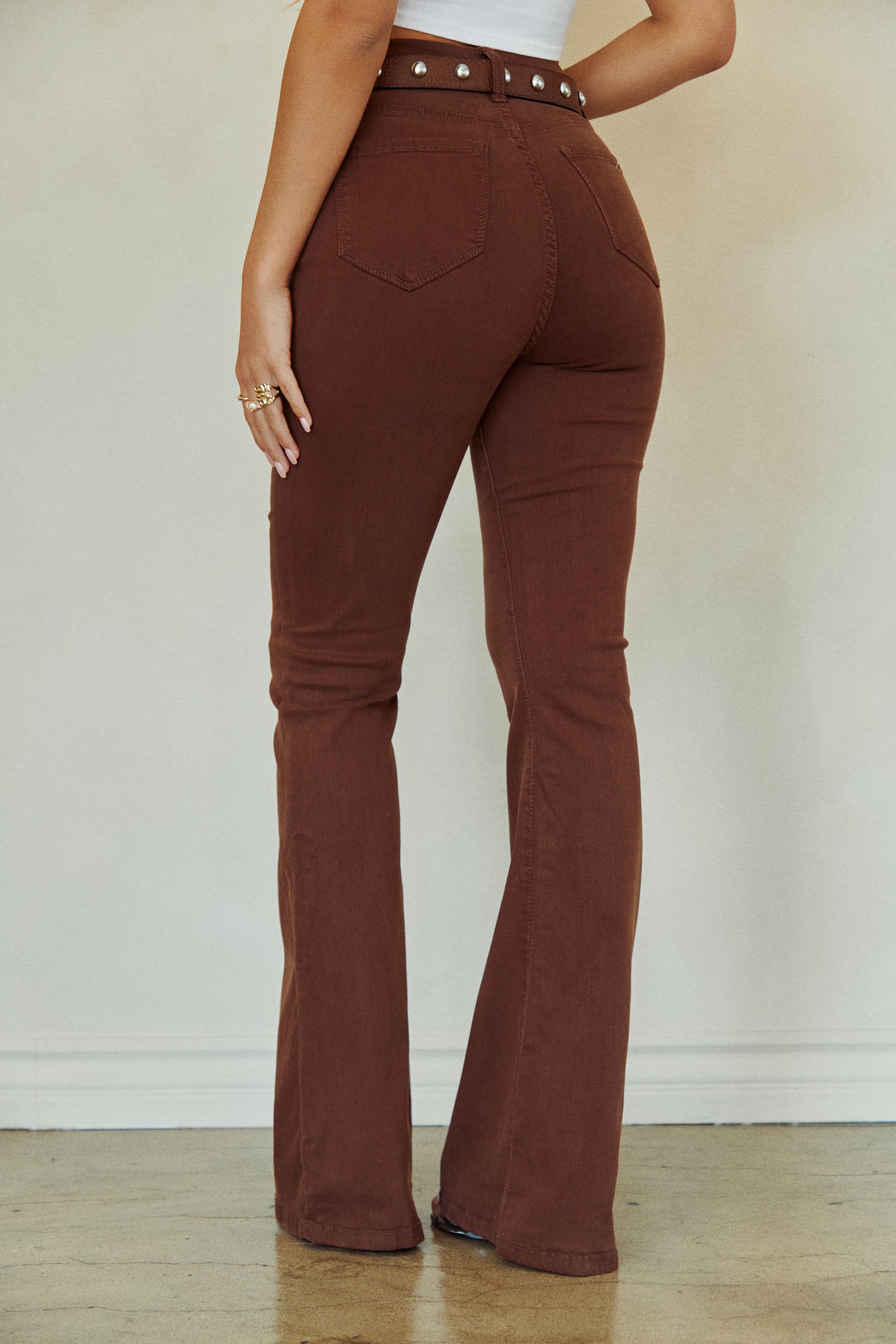 Nessa High Waist Flare Pant - Brown - Image 4