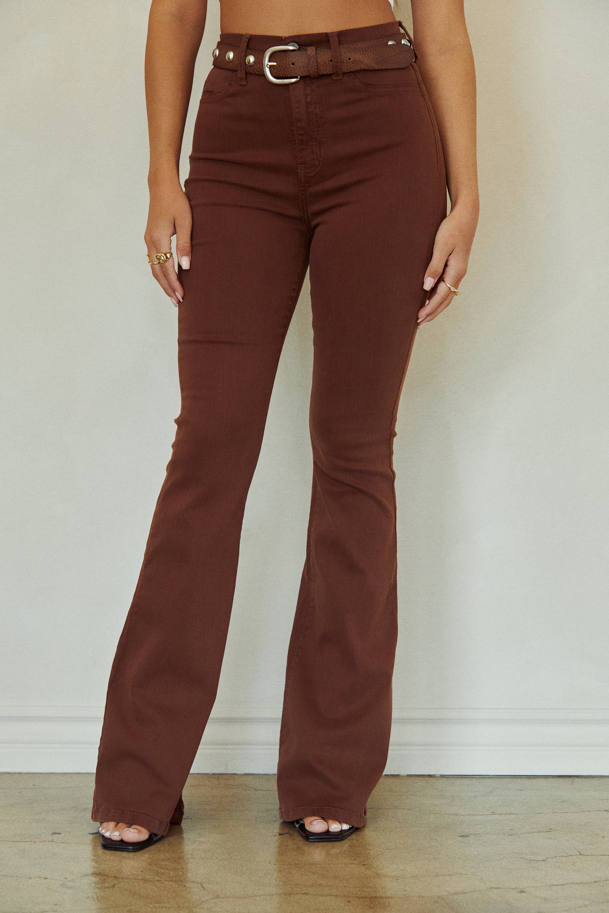 Nessa High Waist Flare Pant - Brown - Image 5