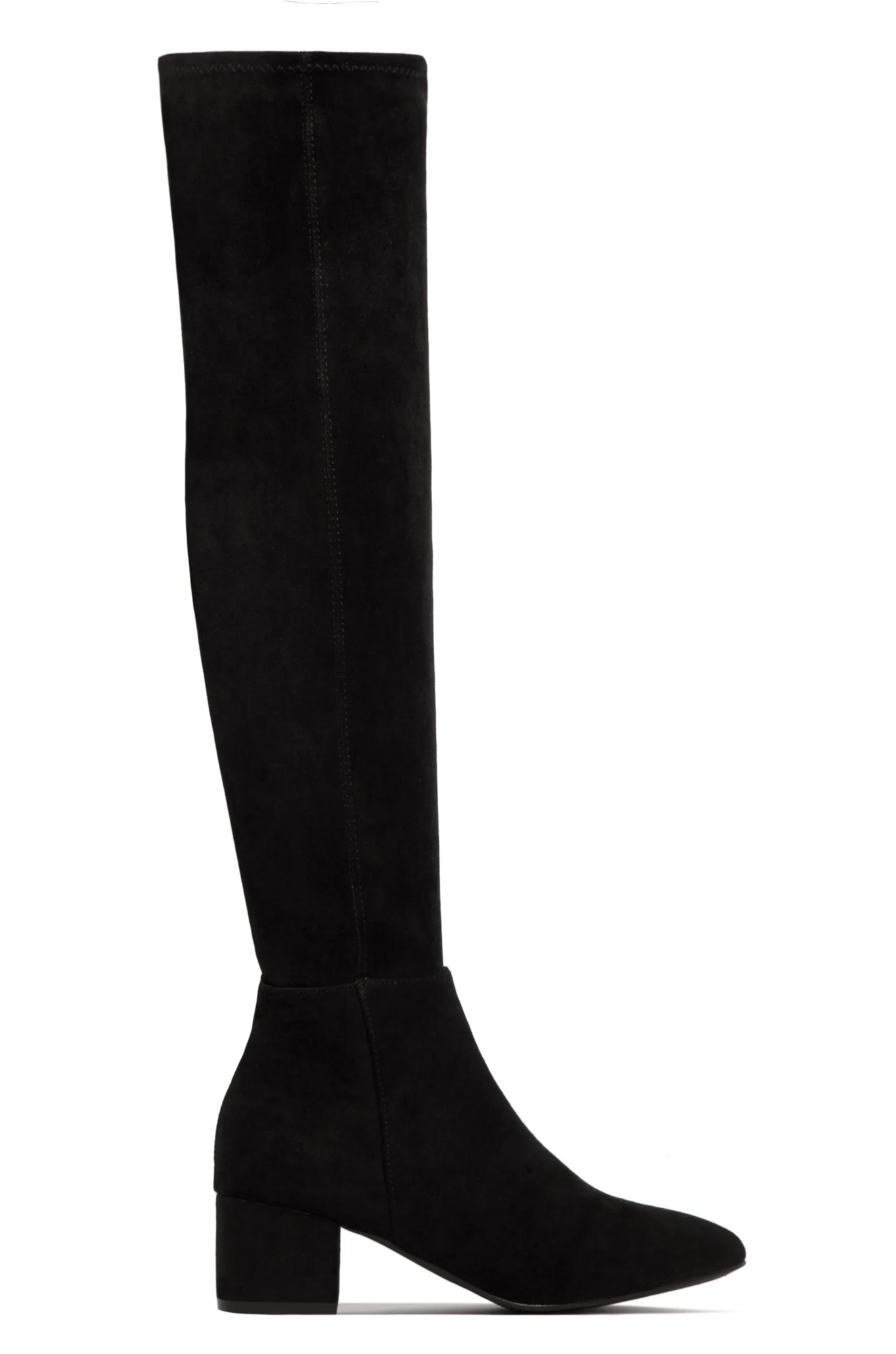 New Moon Over The Knee Block Heel Boots - Black - Image 5