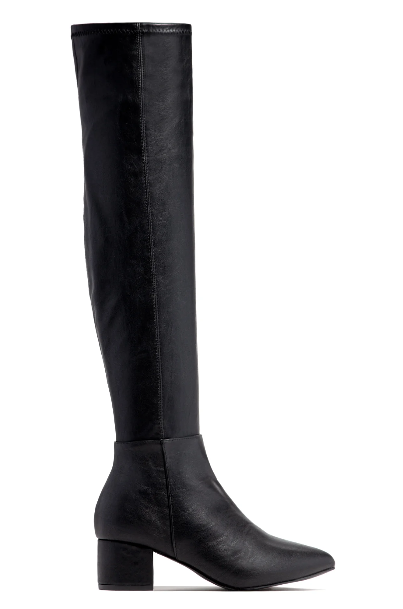 New Moon Over The Knee Block Heel Boots - Black - Image 7