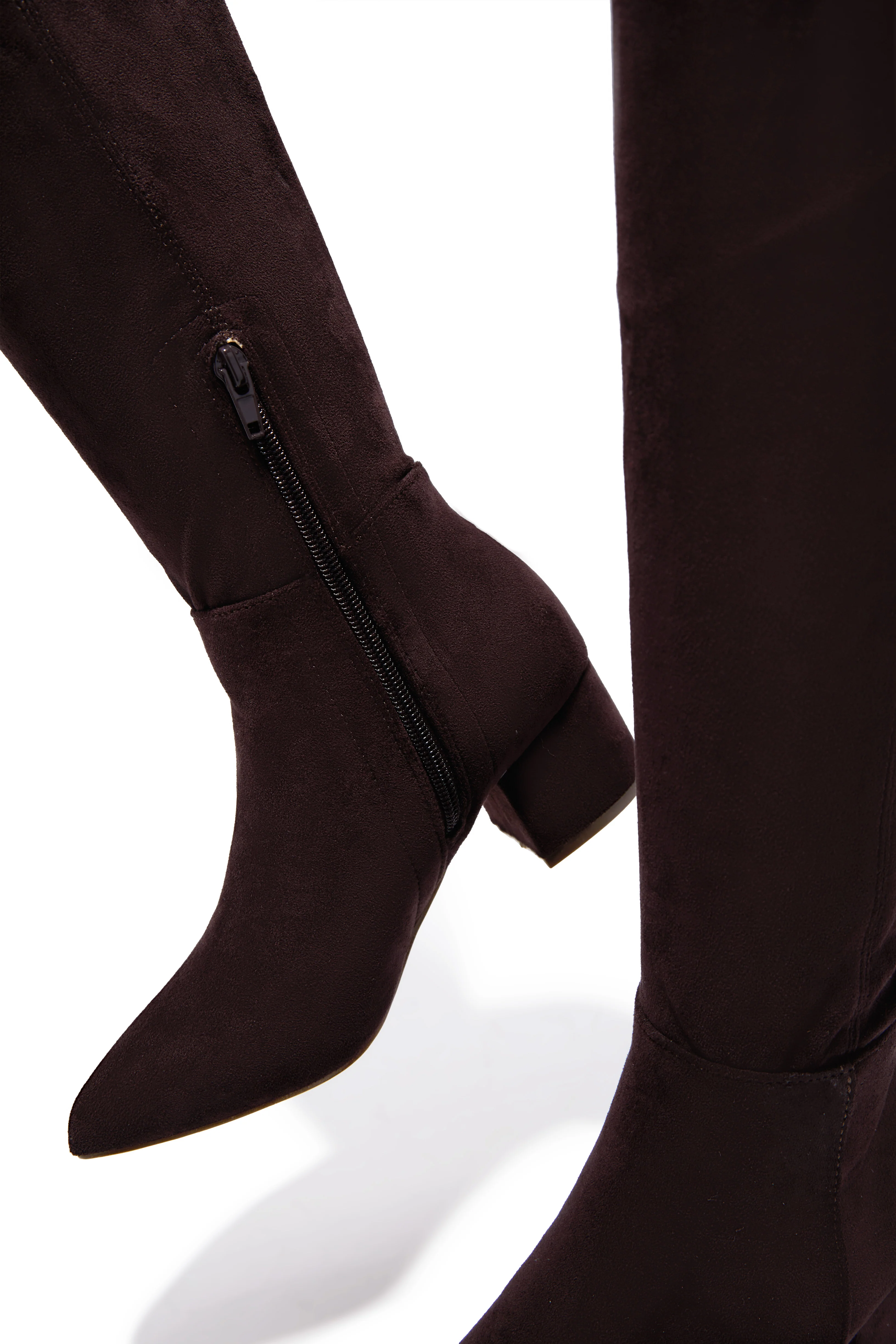 New Moon Over The Knee Block Heel Boots - Brown - Image 2