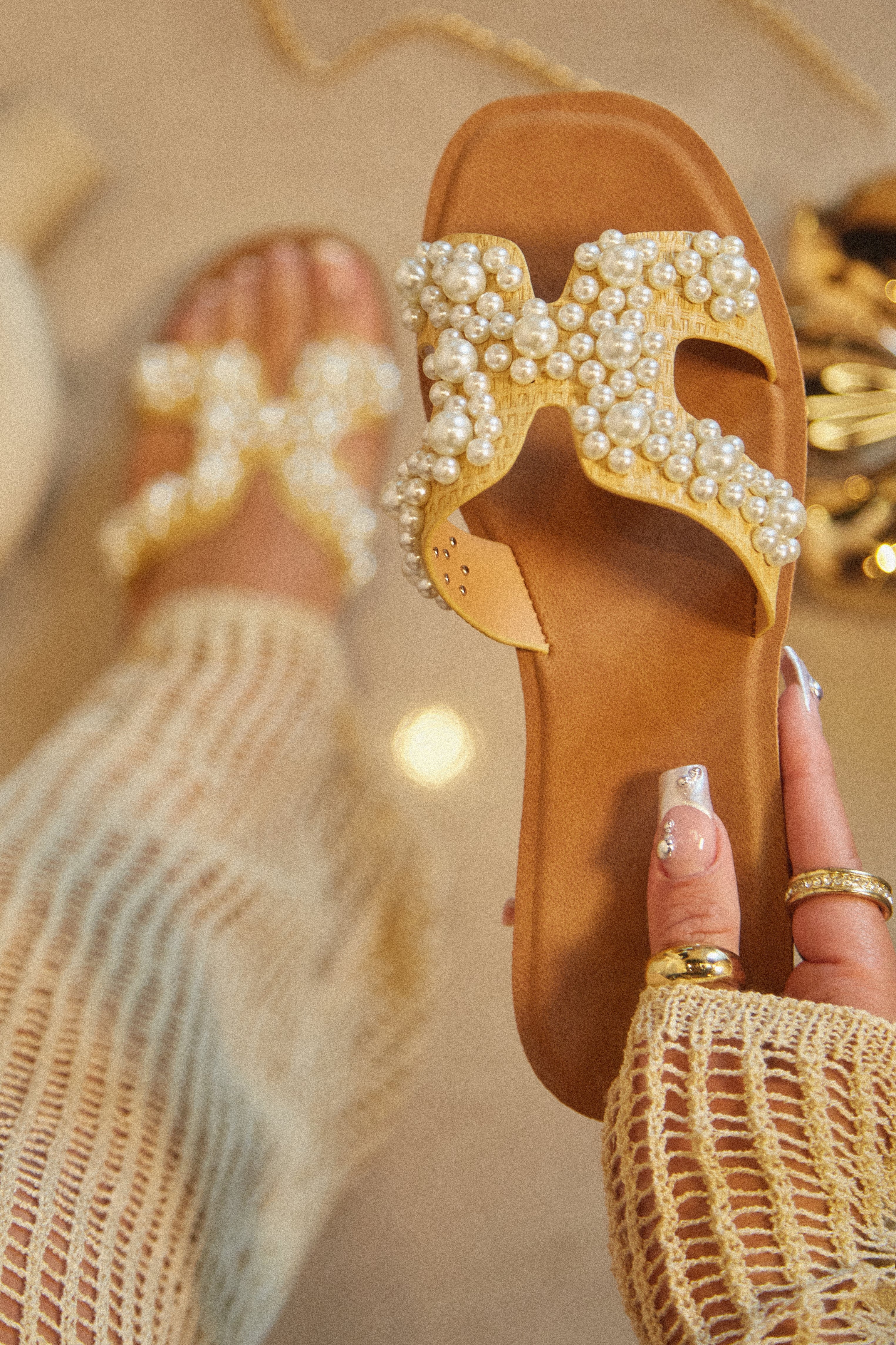 Palm Beach Slip In Sandals - Natural