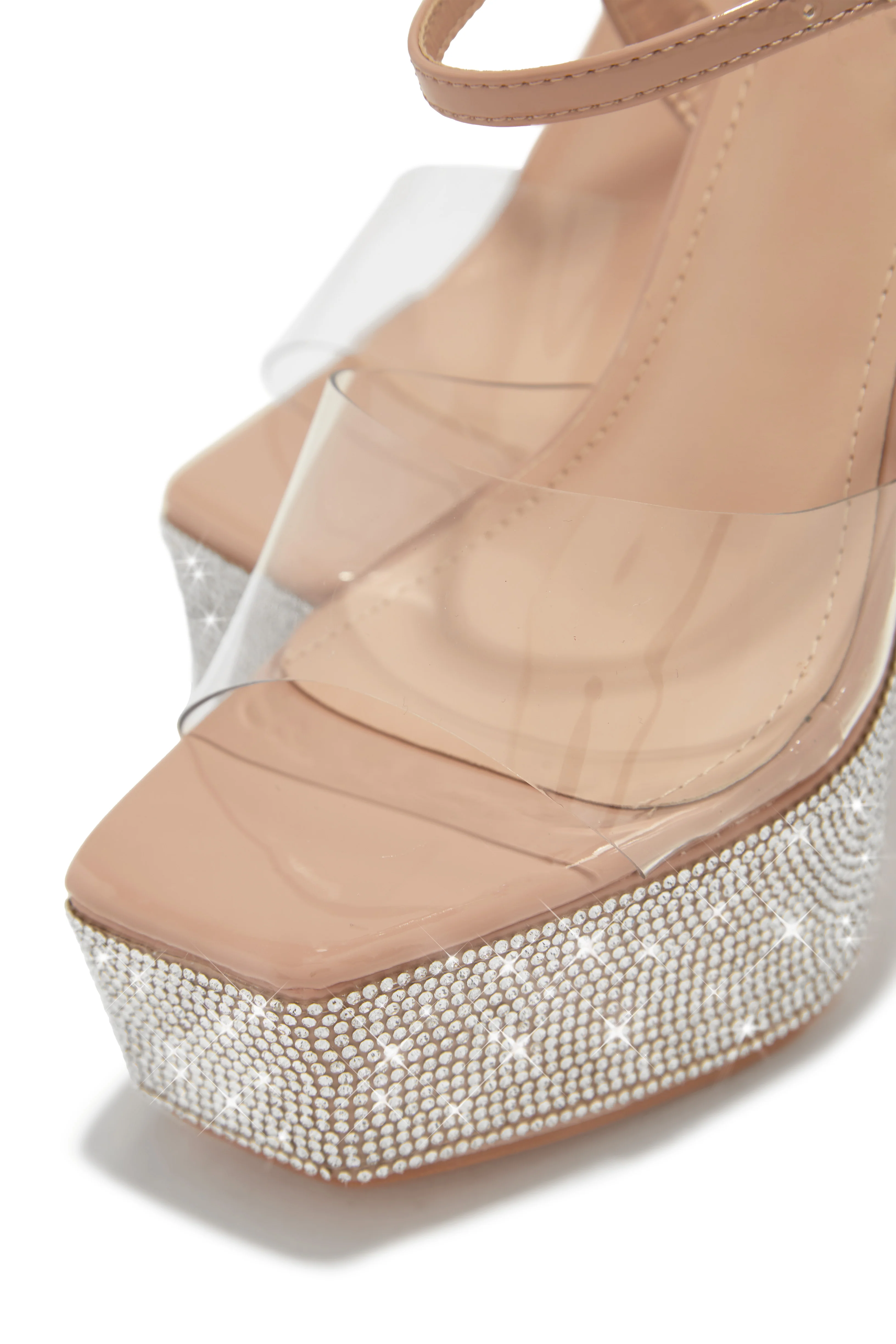Party Ready Embellished Platform Heels - Nude - Image 2