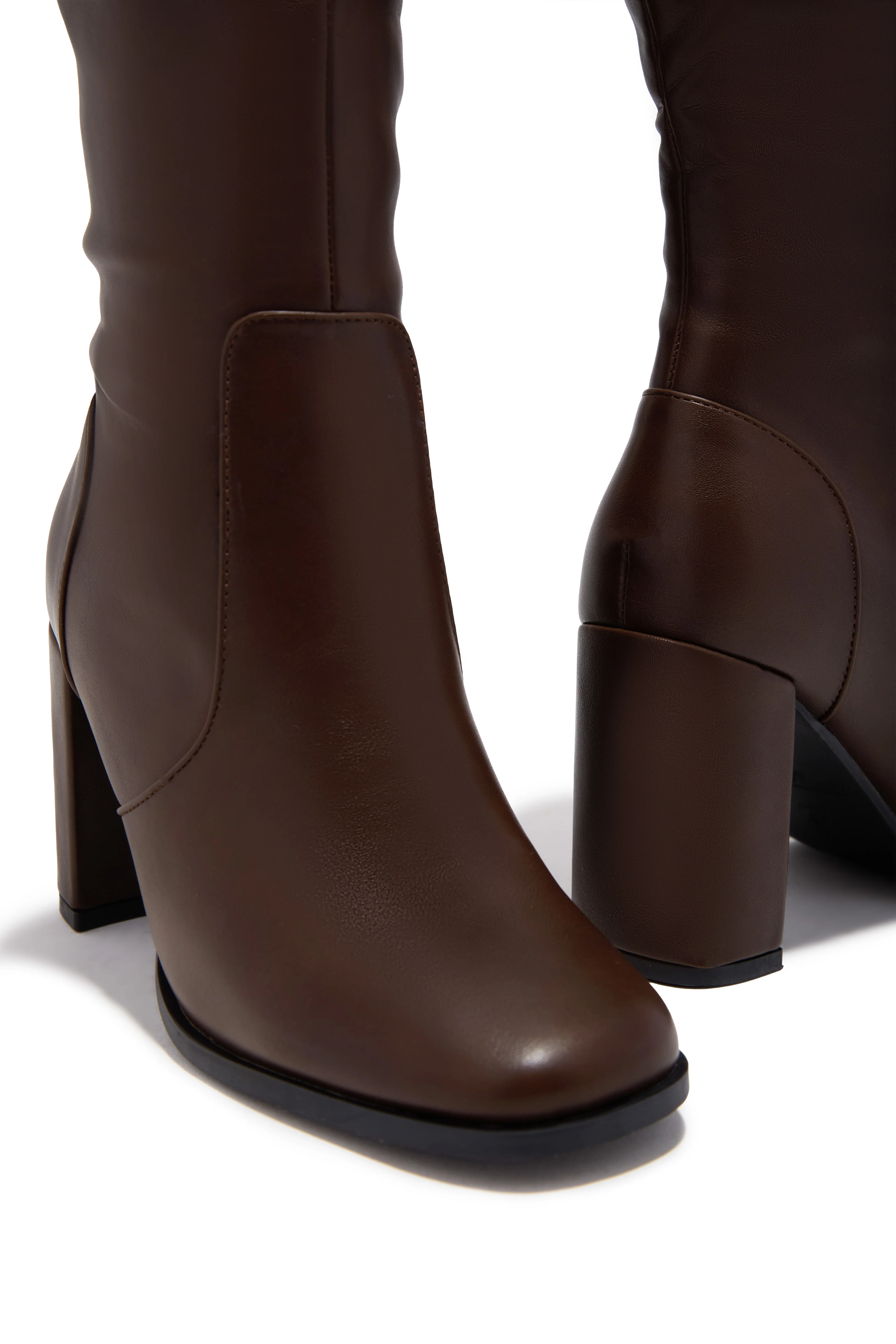 Paula Block Heel Boots - Brown - Image 4