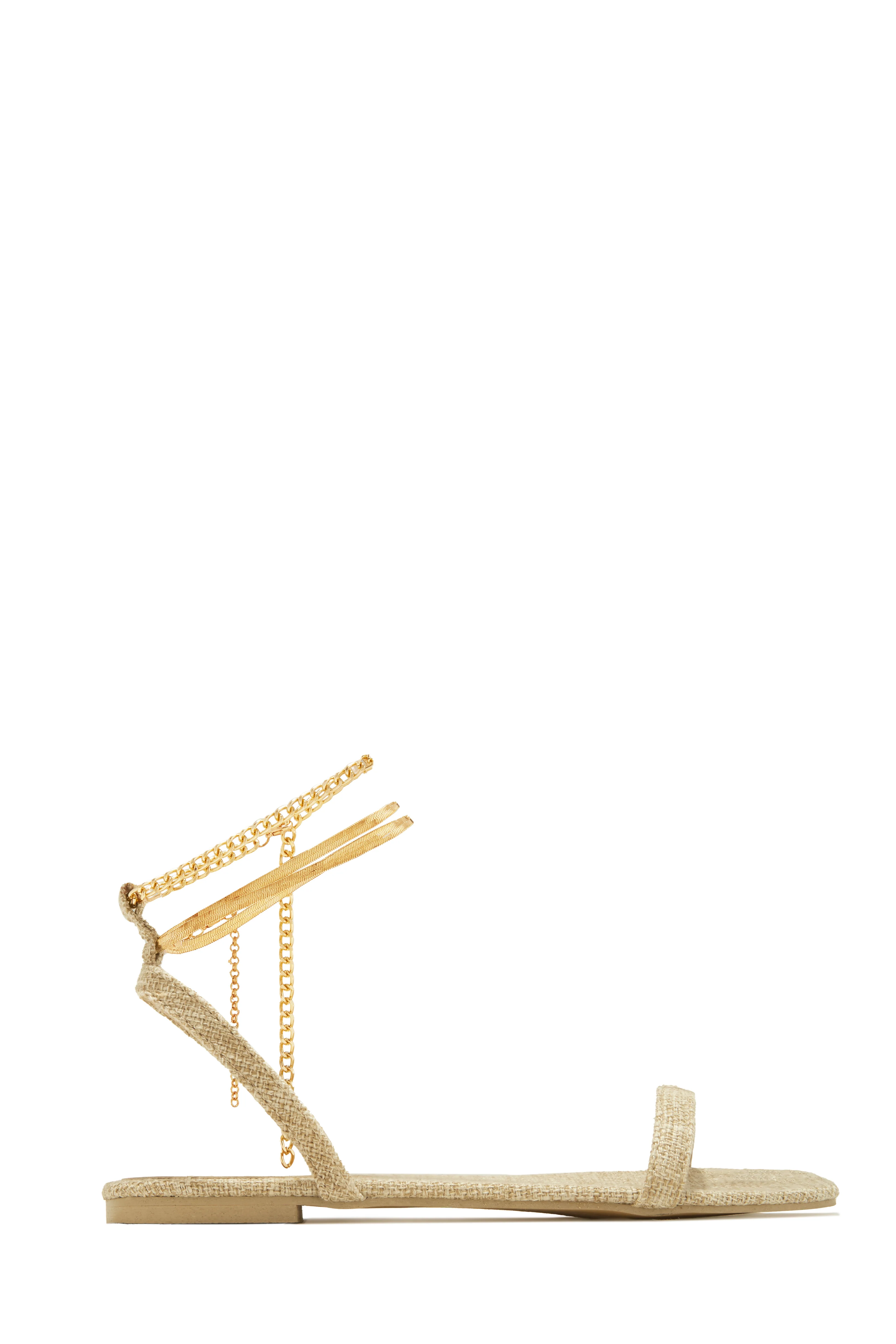 Perfect Affair Gold Chain Sandals - Natural - Image 6