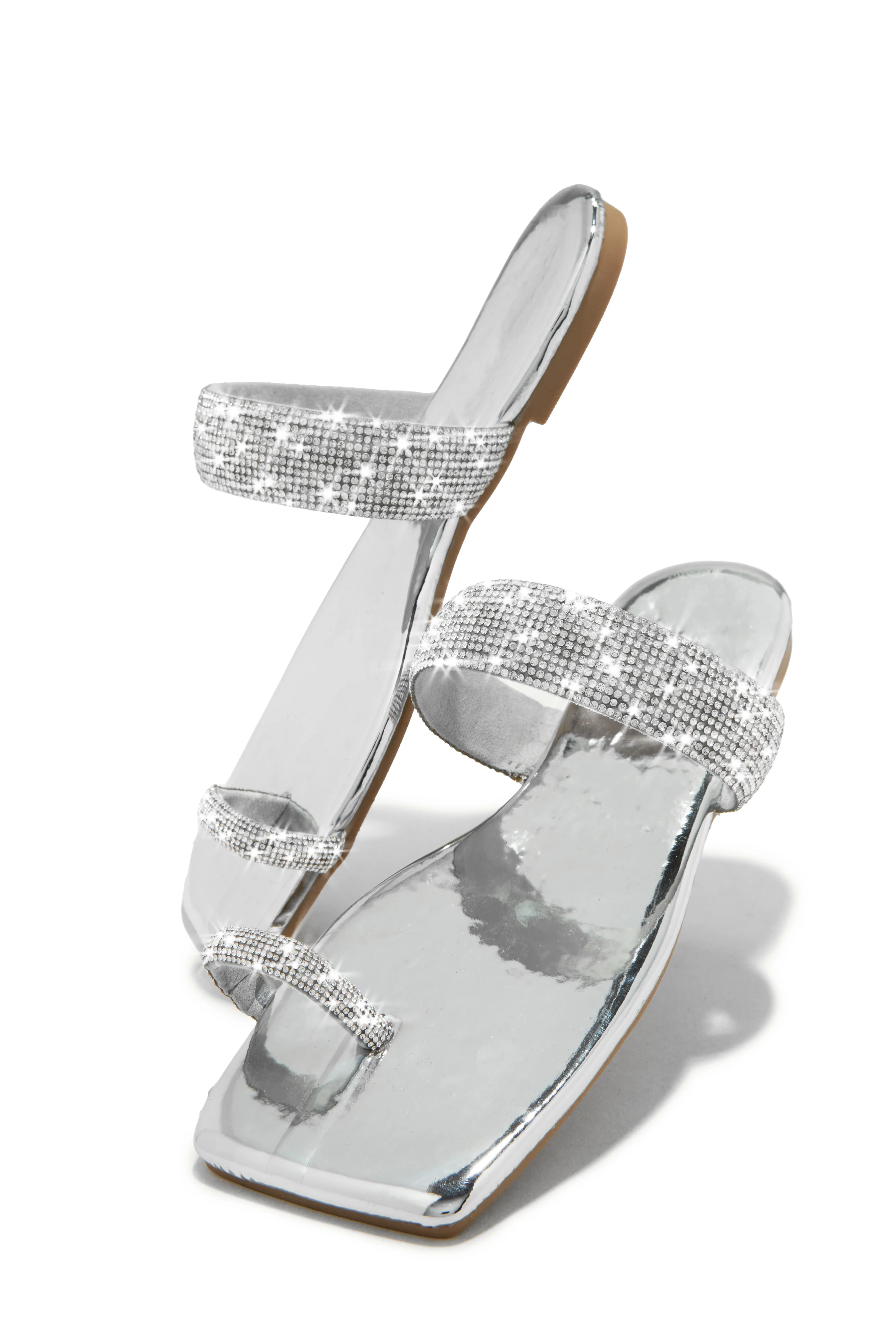Playa Blanca Embellished Slip On Sandals - Silver - Image 3