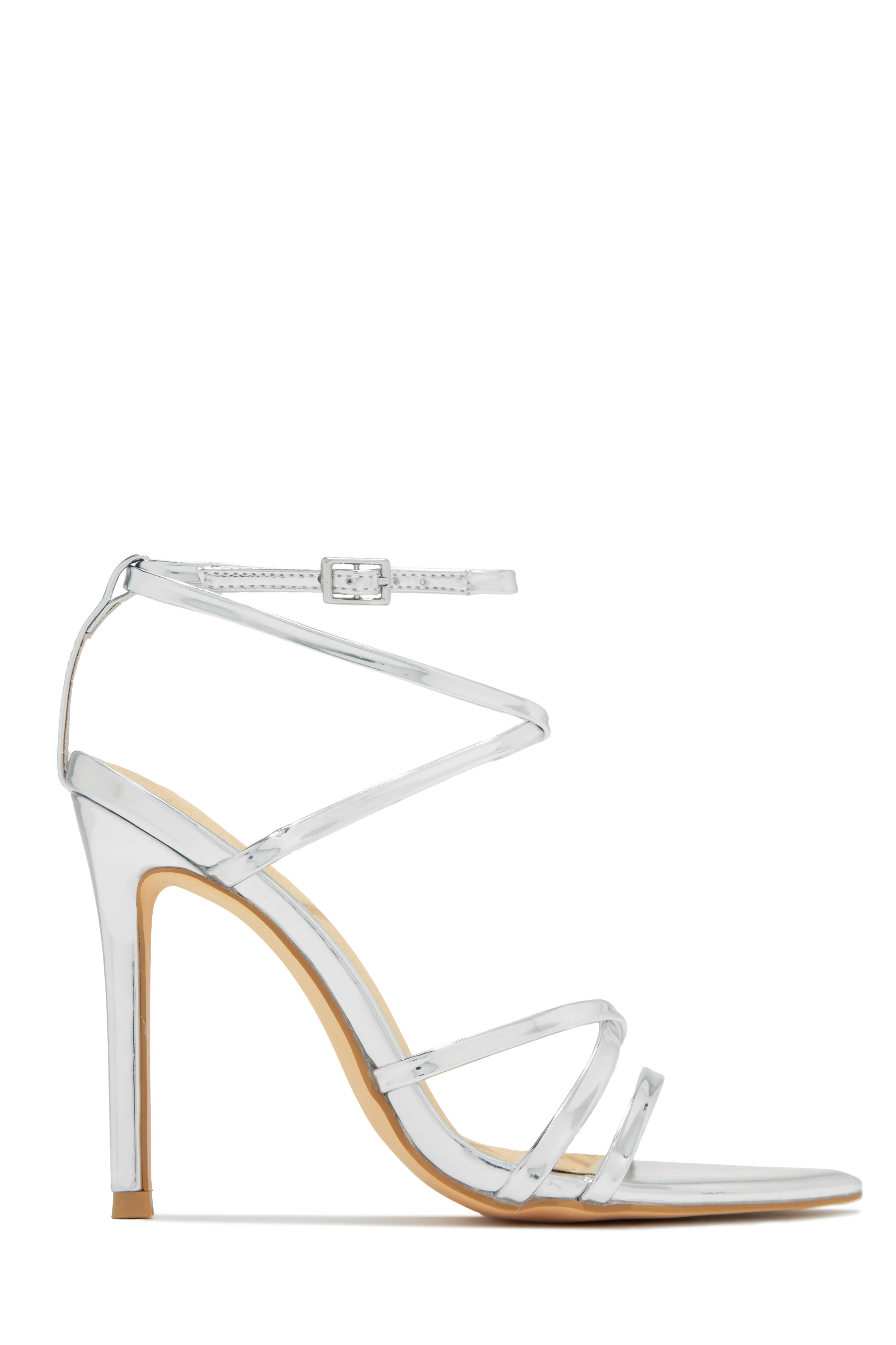 Polished Strappy High Heels - Nude - Image 11