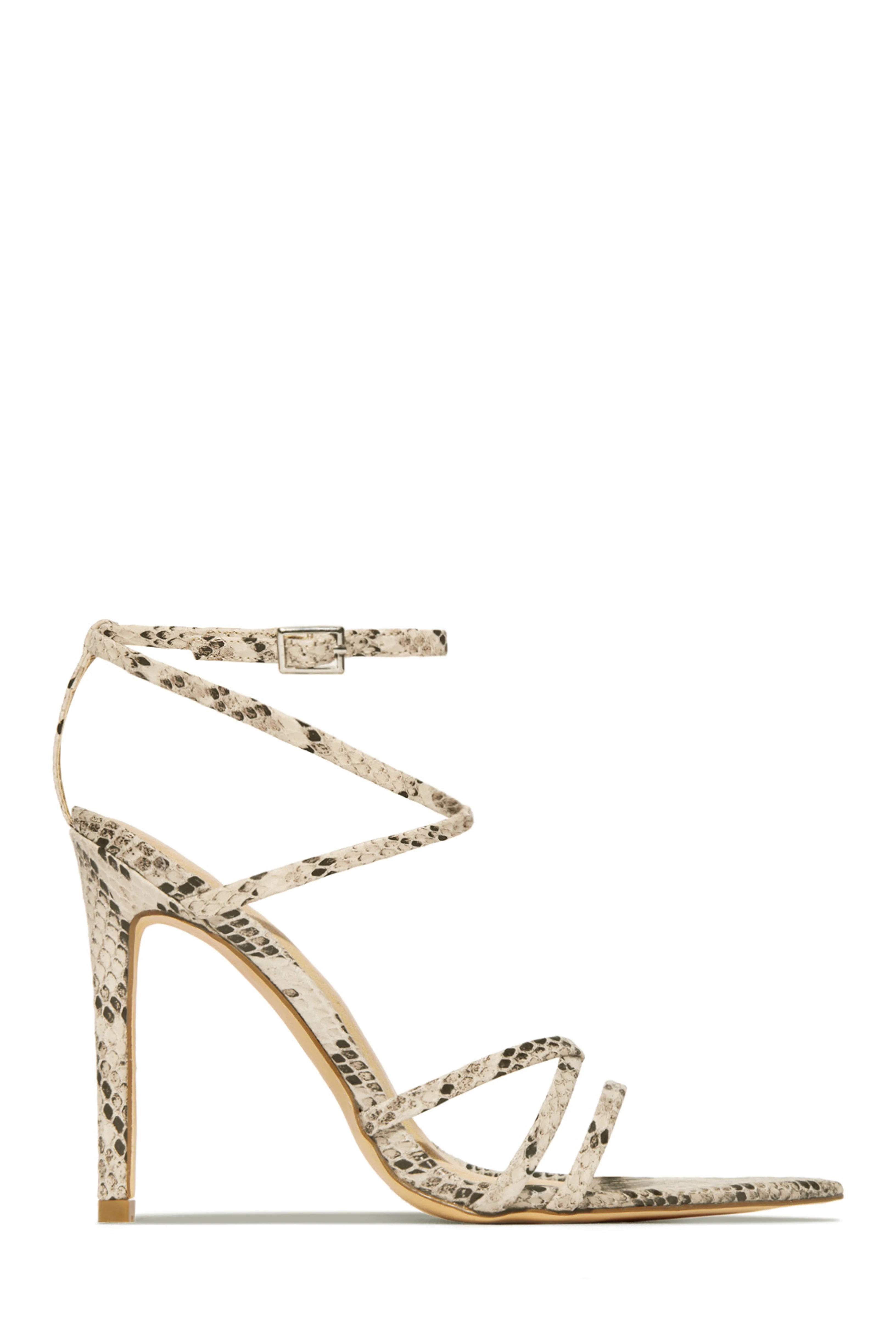 Polished Strappy High Heels - Nude - Image 12