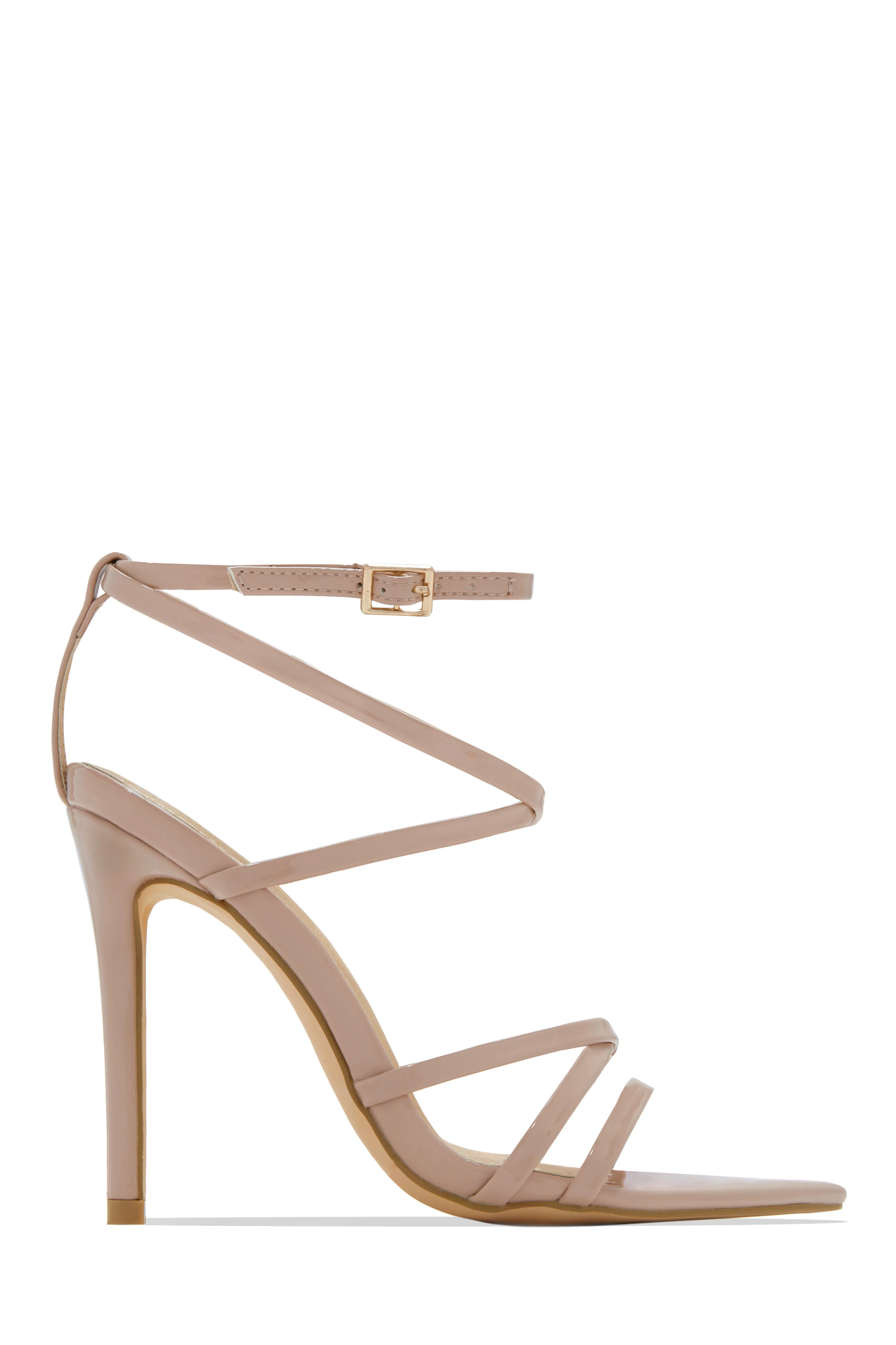Polished Strappy High Heels - Nude - Image 8