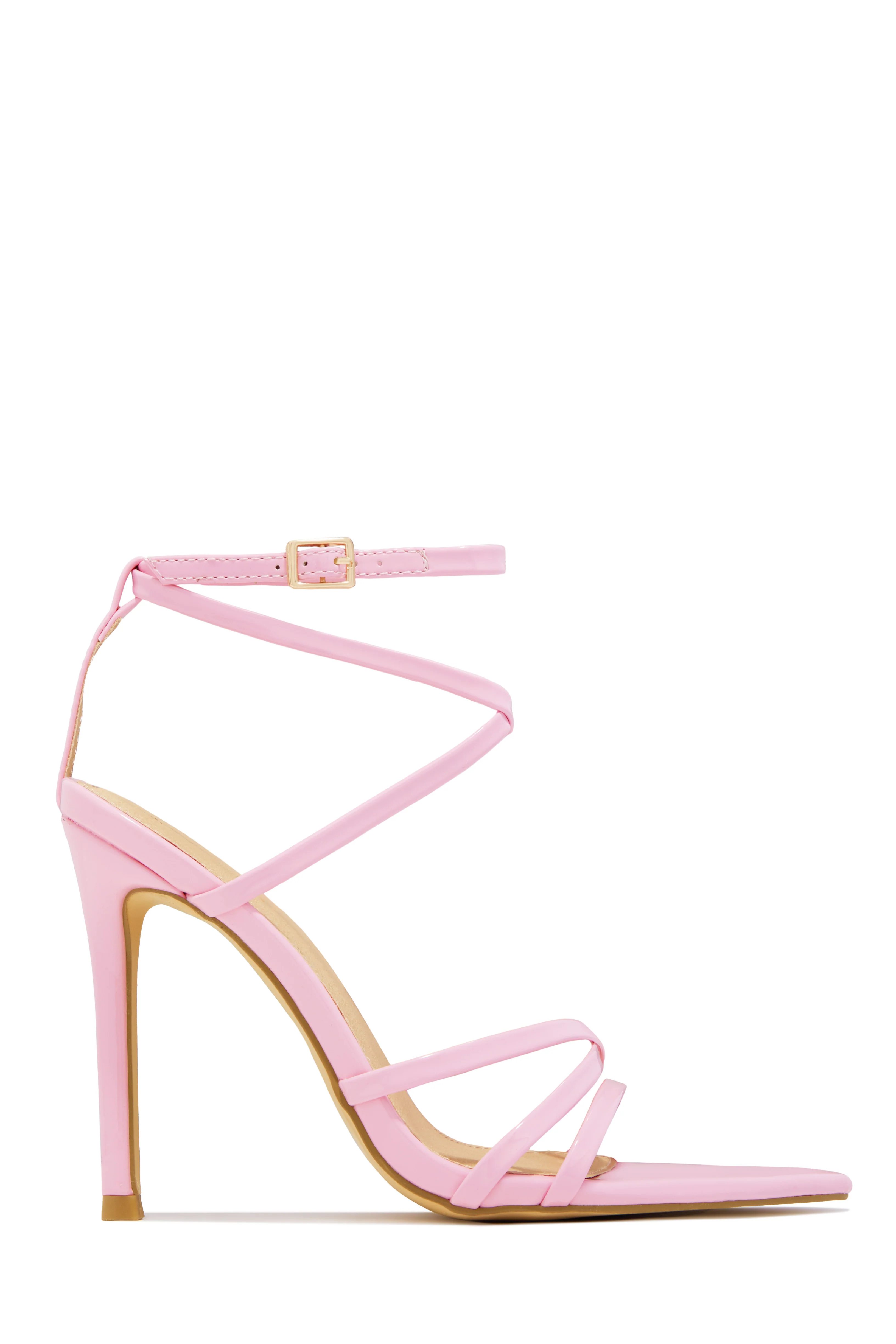 Polished Strappy High Heels - Light Pink - Image 7