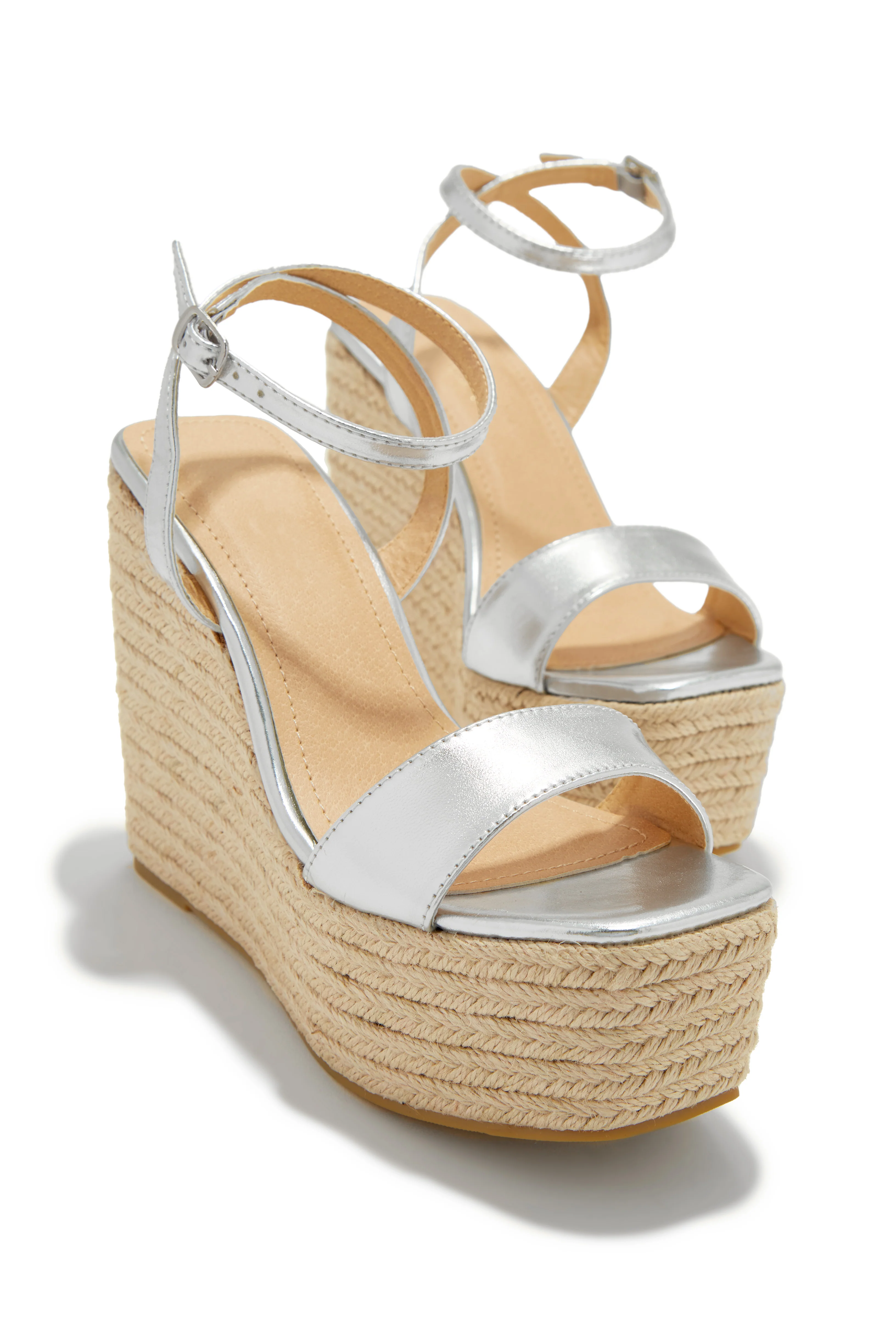Poolside Espadrille Platform Wedges - Silver - Image 5